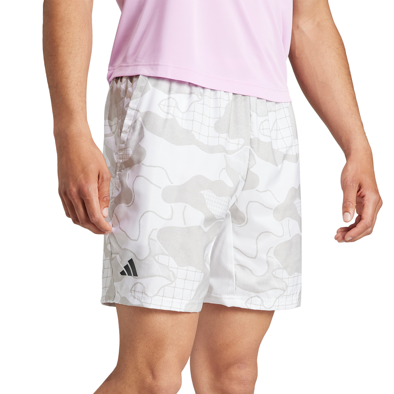 adidas Club Graphic 7in Shorts - White/Grey Three/Grey One