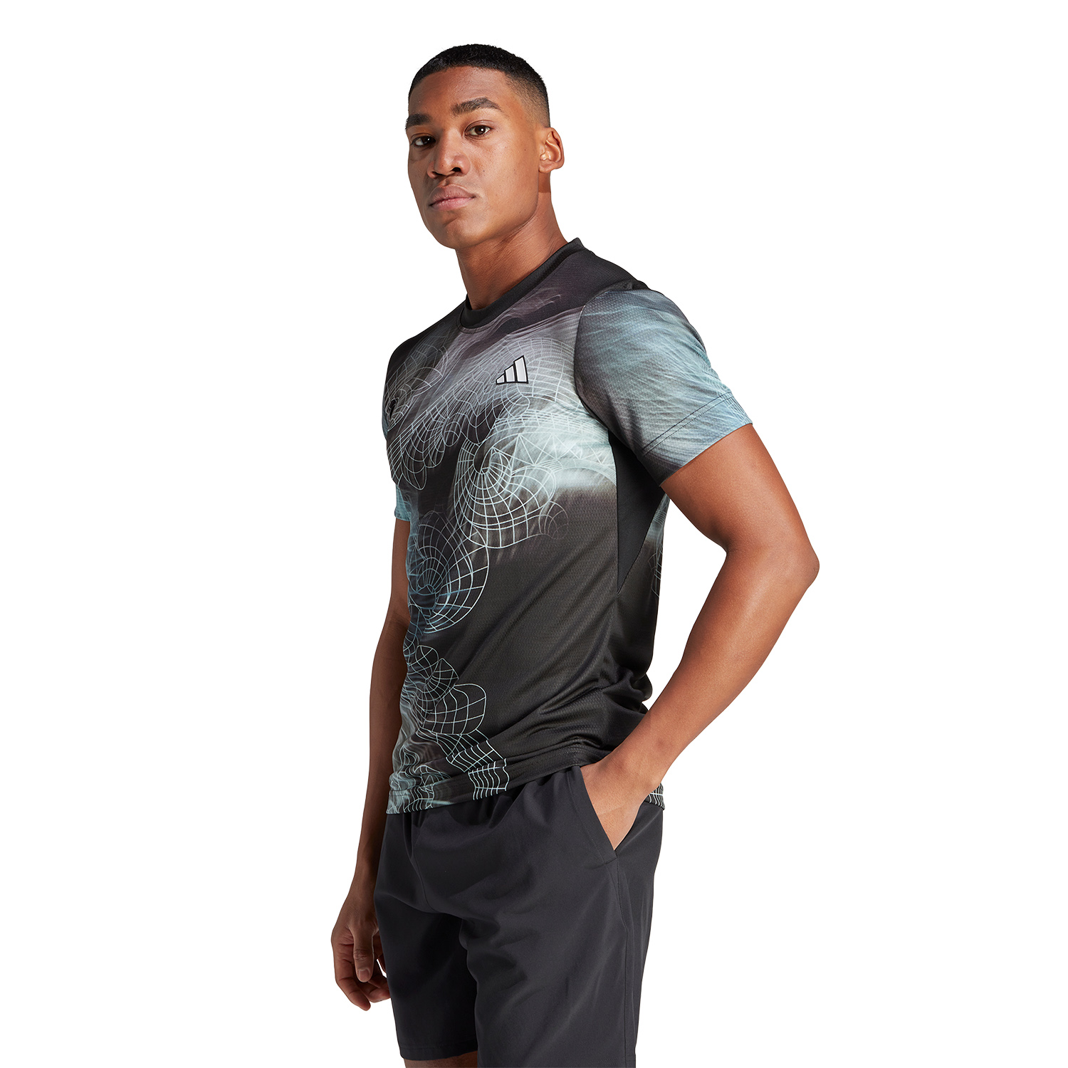 adidas Printed Pro Camiseta - Black/Semi Flash Aqua/Dash Grey