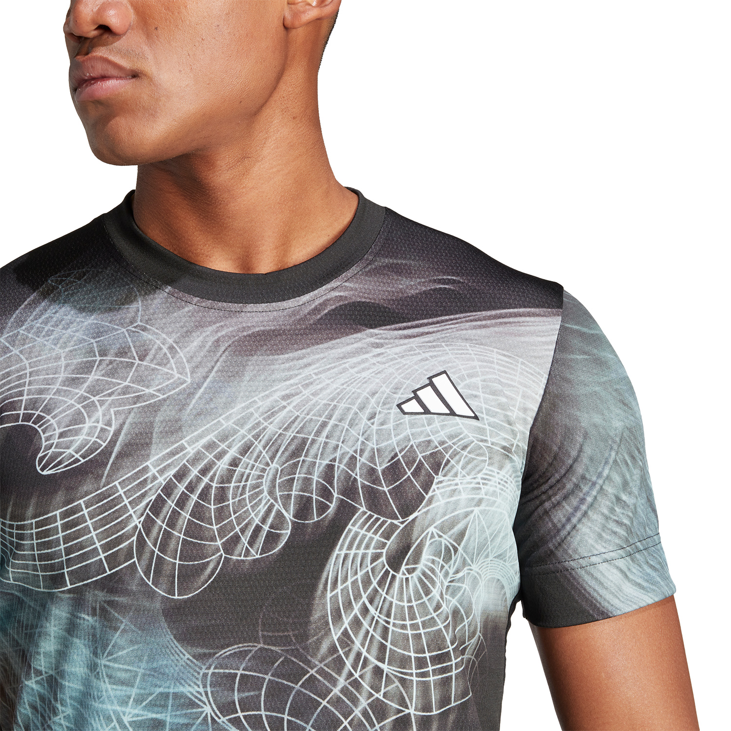 adidas Printed Pro T-Shirt - Black/Semi Flash Aqua/Dash Grey