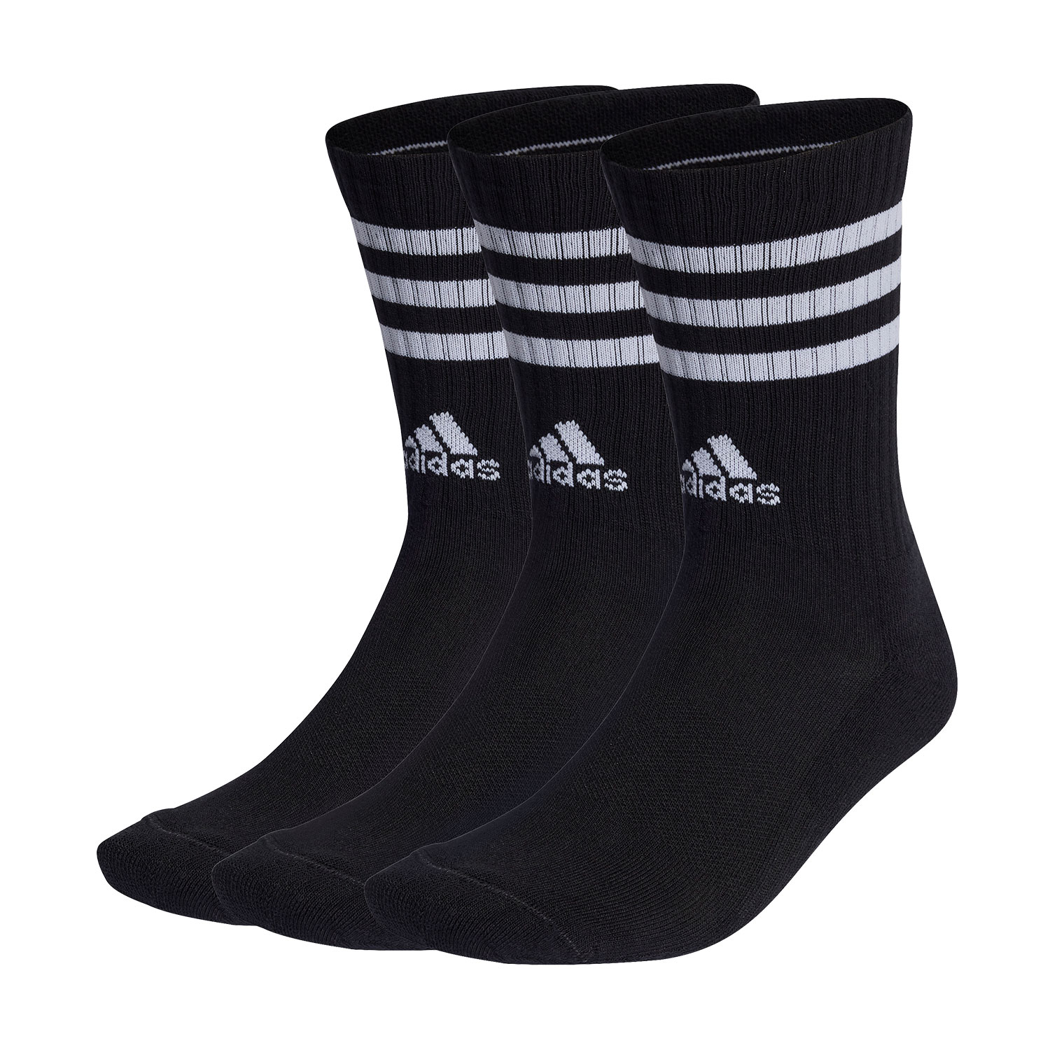 adidas 3 Stripes Cushioned x 3 Socks - Black/White