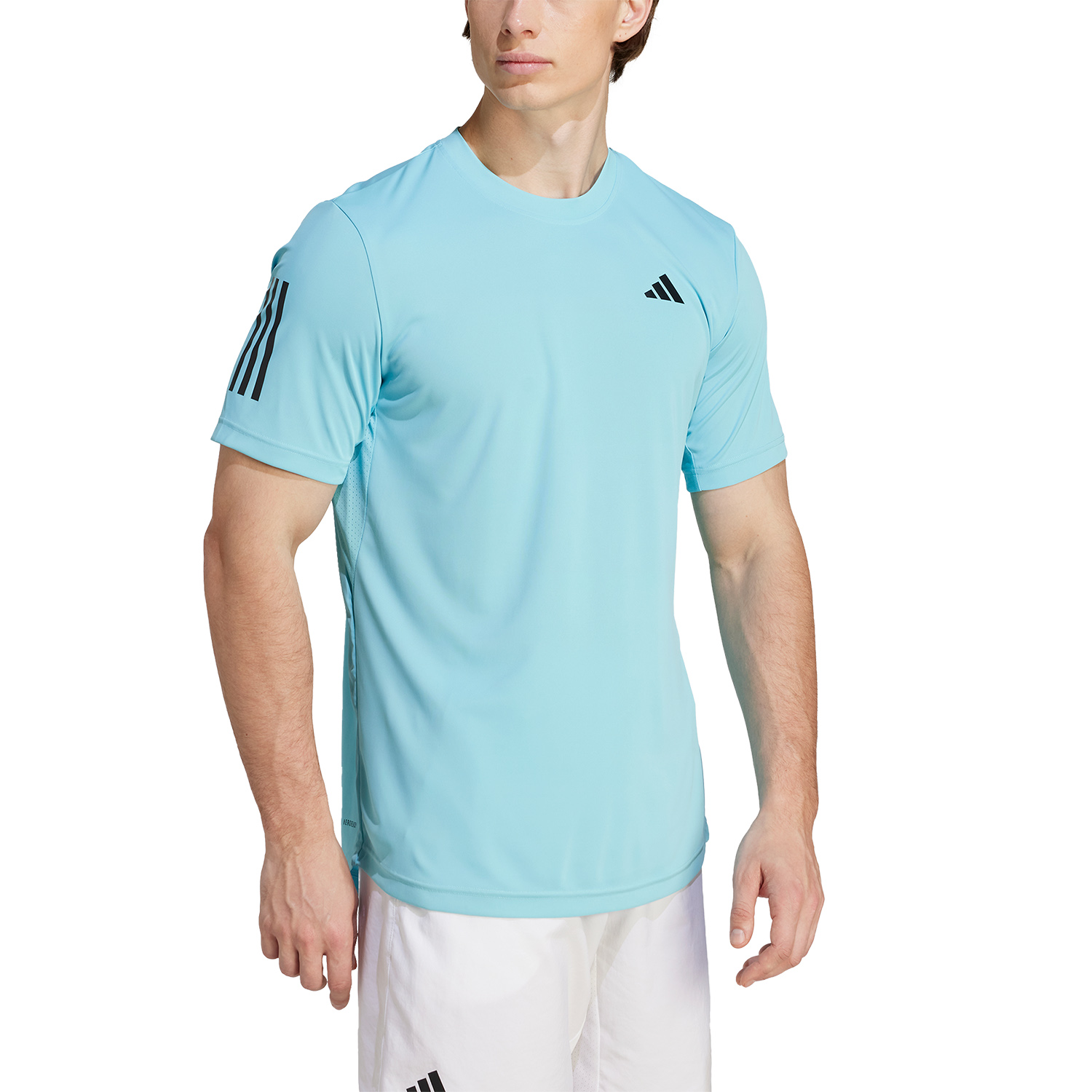 adidas Club 3 Stripes Men's Tennis T-Shirt - Light Aqua