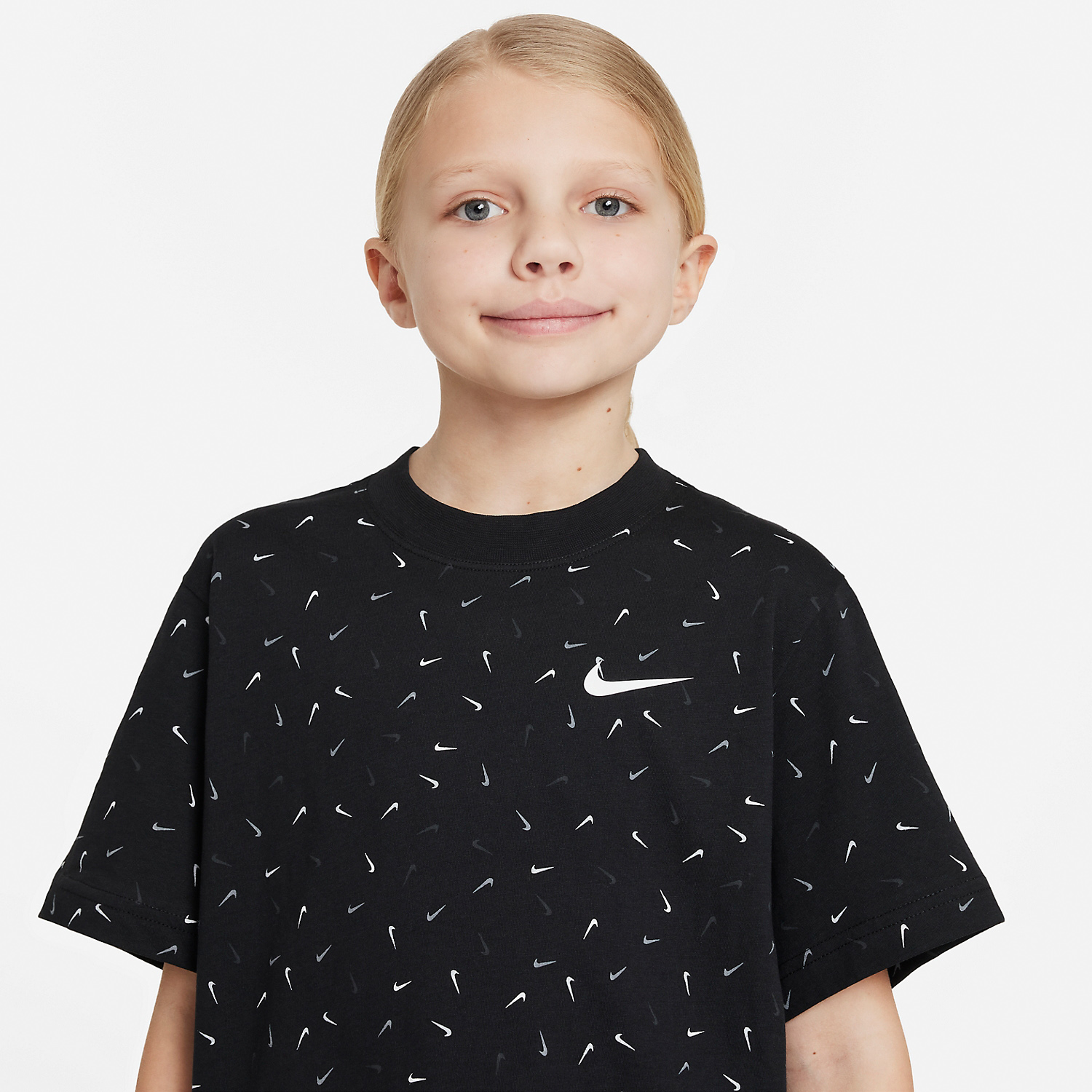 Nike Boxy Swoosh Girl's Tennis T-Shirt - Black
