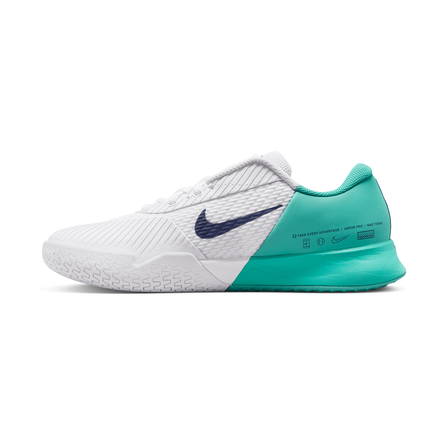 Nike Court Air Zoom Vapor Pro 2 HC - White/Midnight Navy/Green Strike