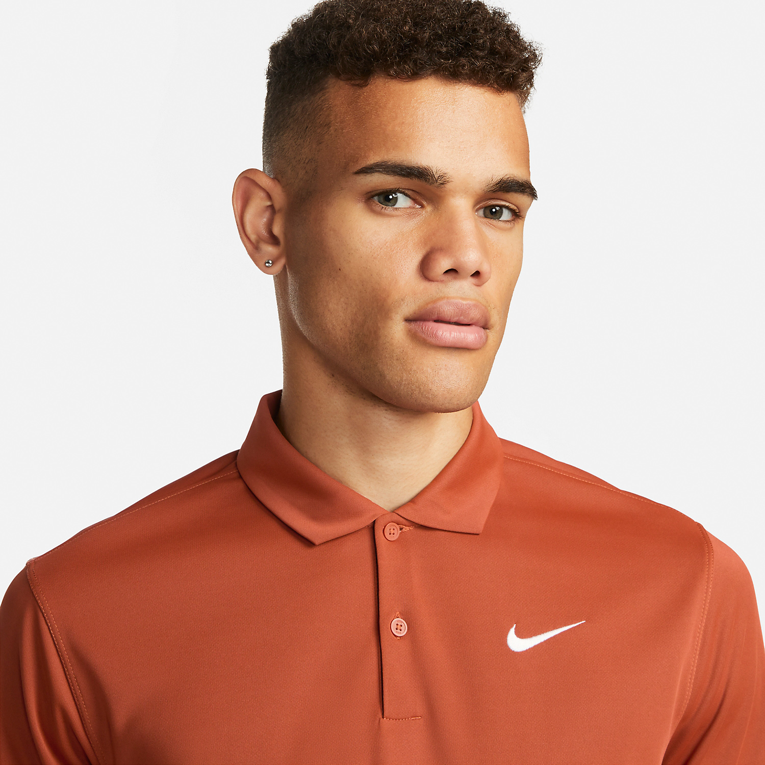 Nike Dri-FIT Solid Logo Men's Tennis Polo - Rugged Orange/White