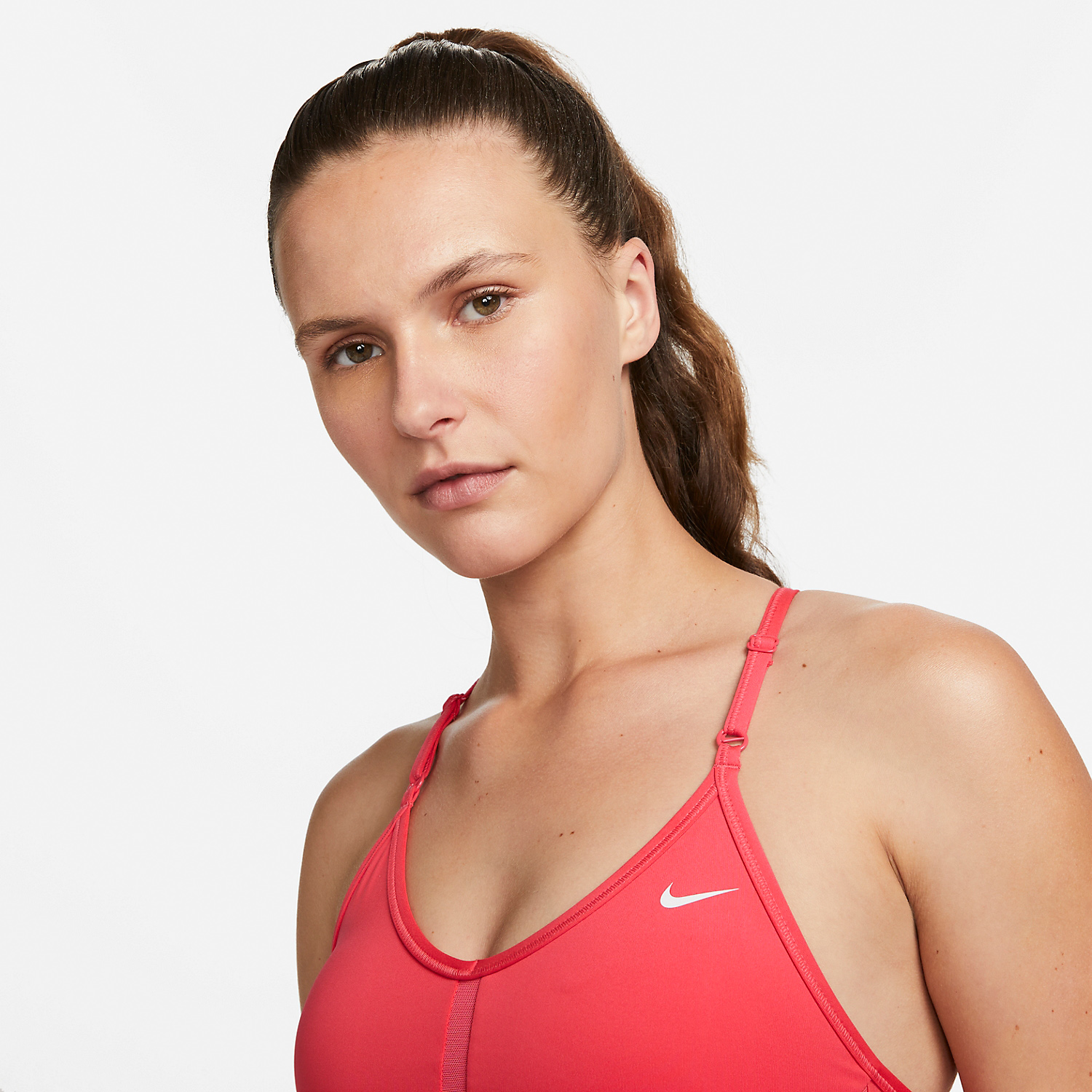 Nike Indy Logo Womens Tennis Sports Bra - Ember Glow/White