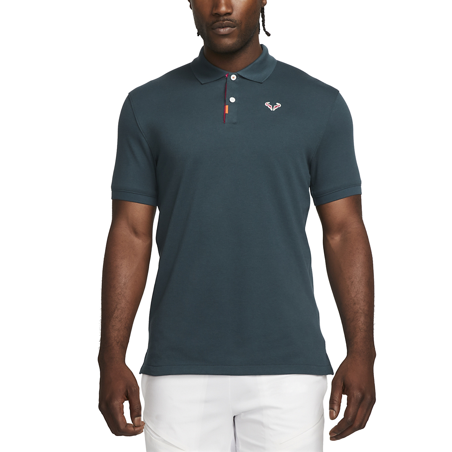 Nike Rafa Logo Men's Tennis Polo - Deep Jungle/Fireberry