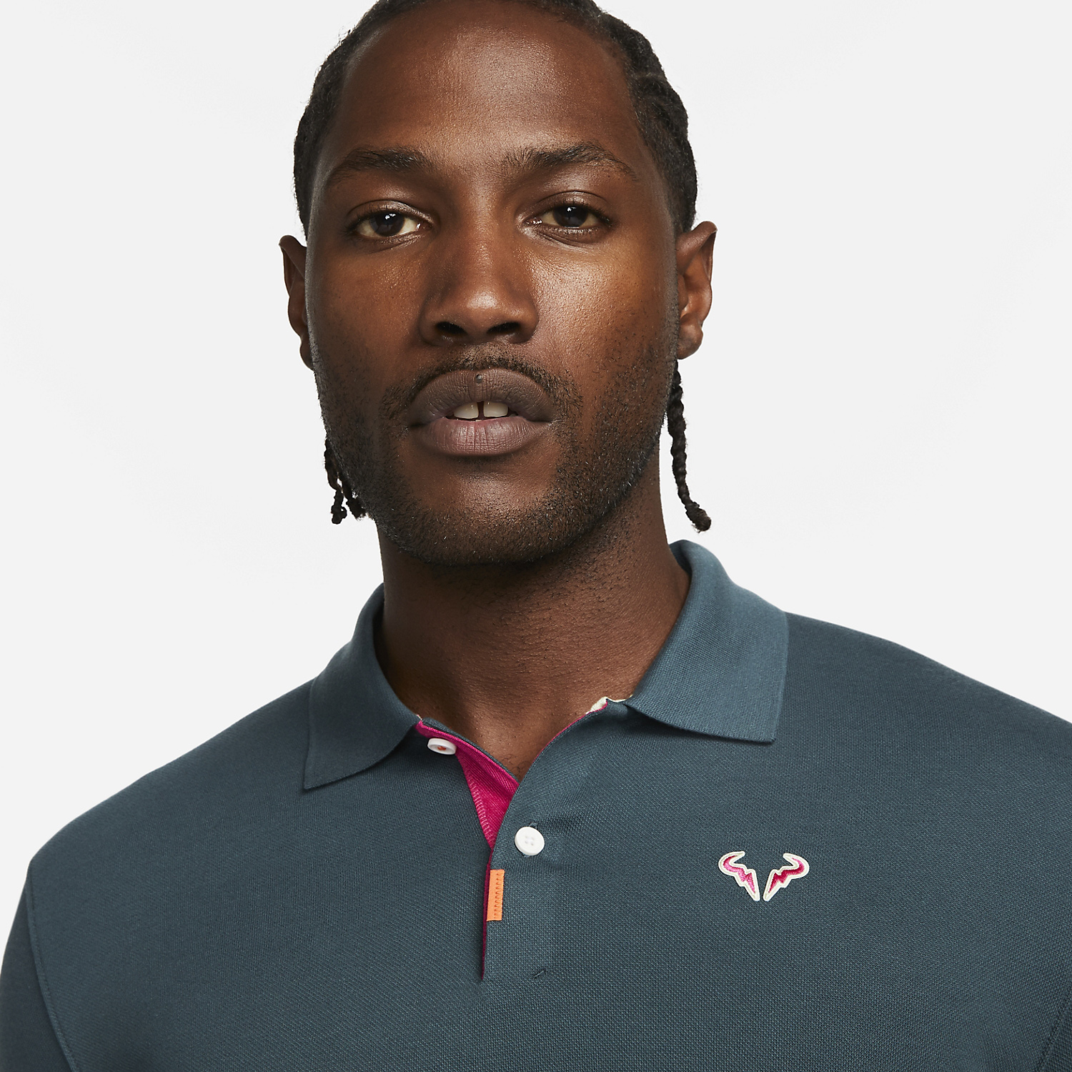 Nike Rafa Logo Men's Tennis Polo - Deep Jungle/Fireberry