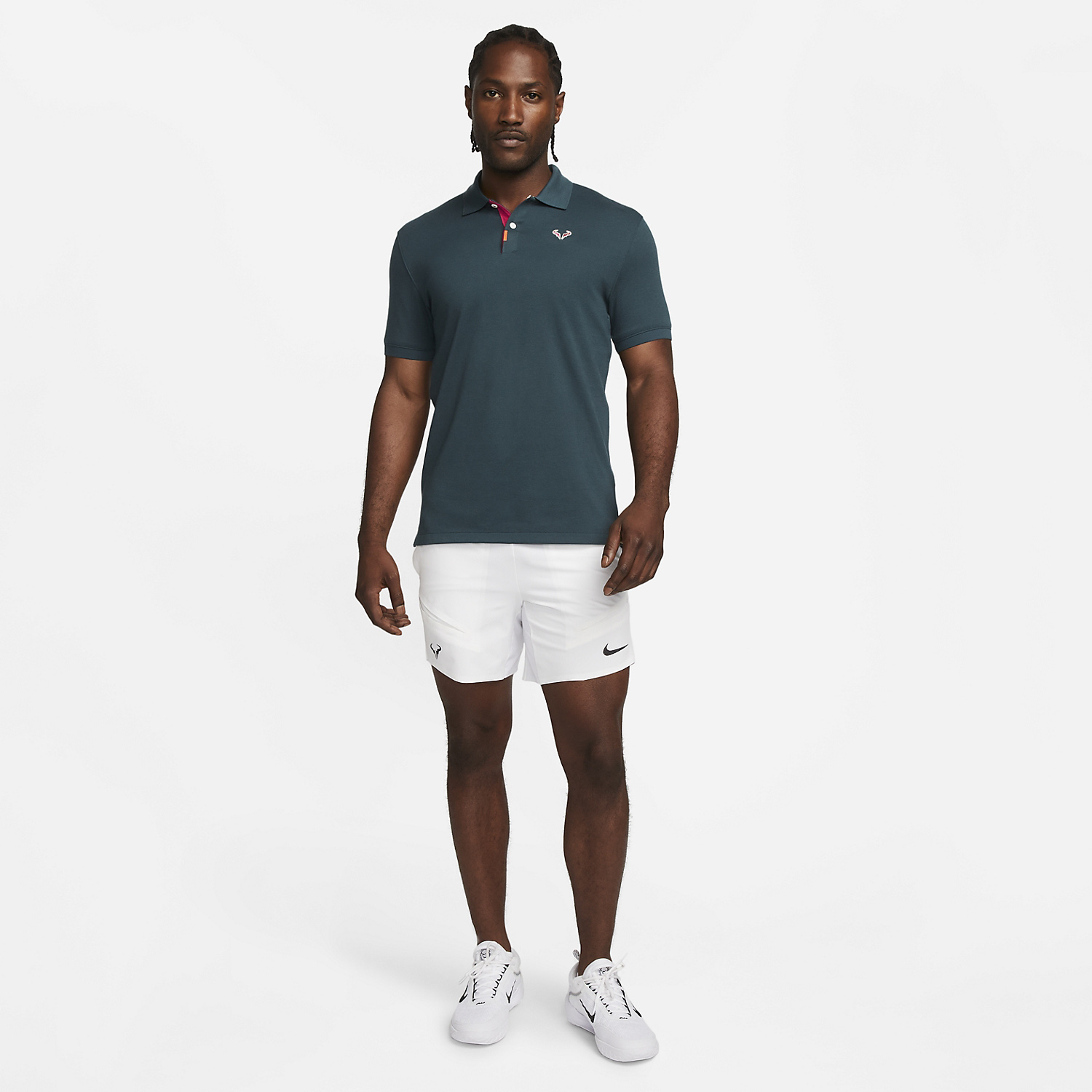 Nike Rafa Logo Men's Tennis Polo - Deep Jungle/Fireberry