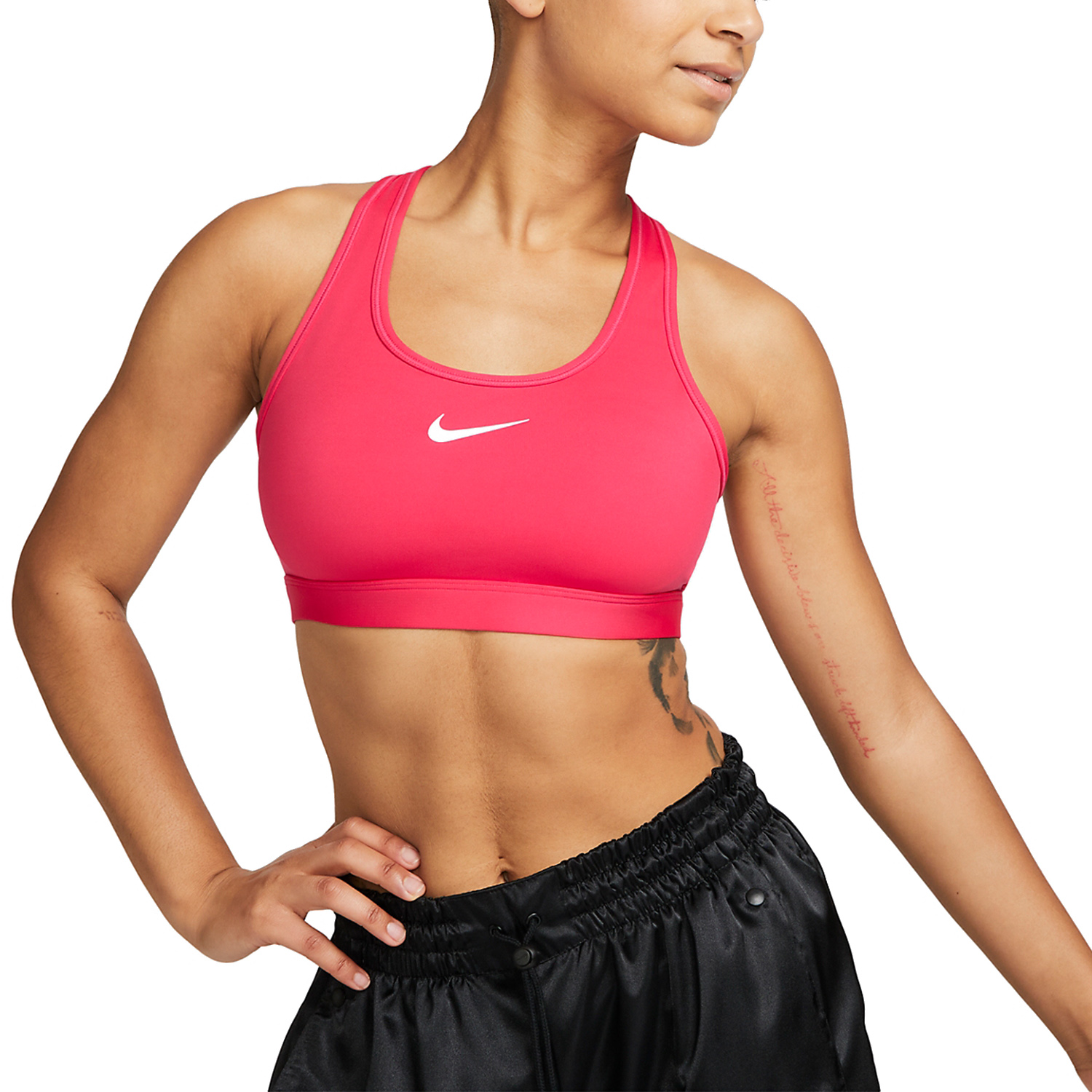 Nike Swoosh Reggiseno Sportivo - Light Fusion Red/White