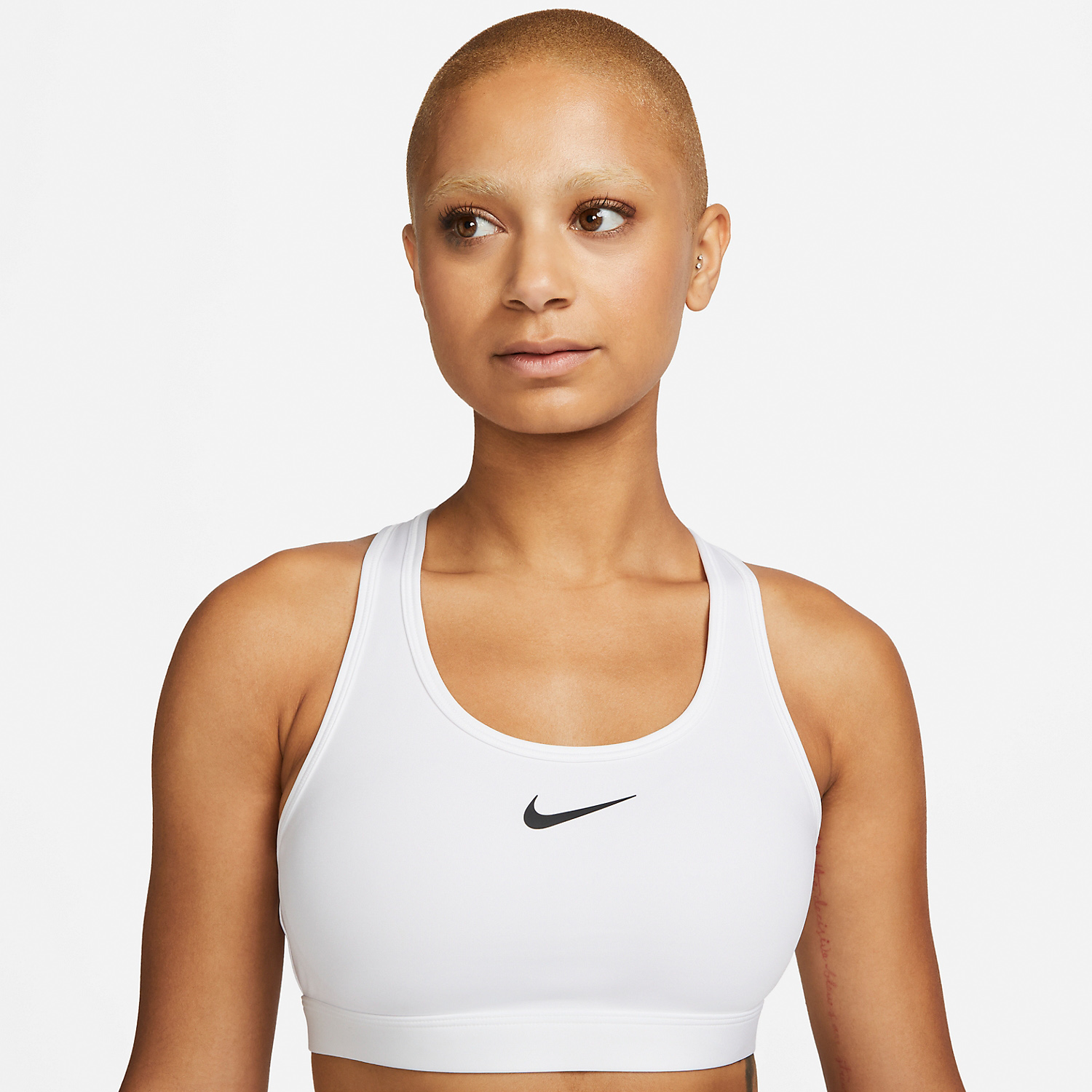 Nike Swoosh Sports Bra - White/Stone Mauve/Black