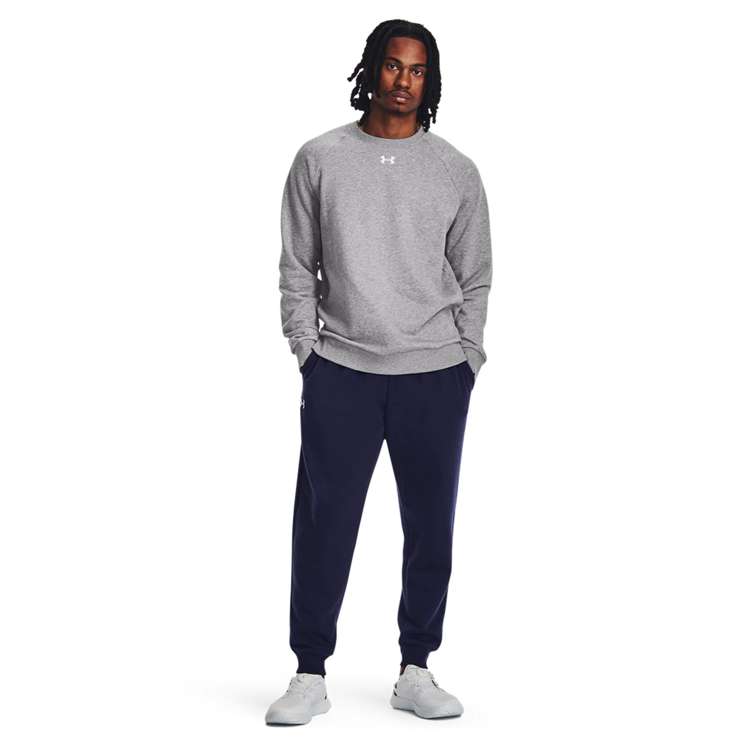 Under Armour Rival Fleece Crew Felpa - Castlerock Light Heather