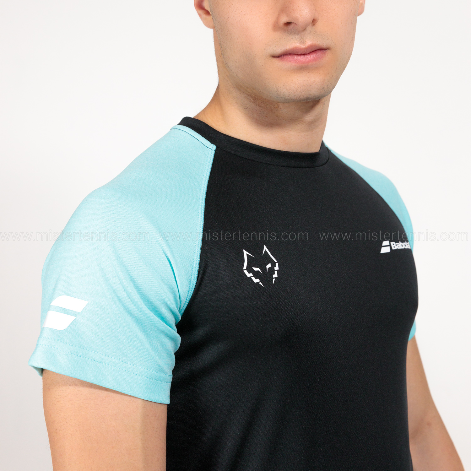 Verfrissend Samuel Voorbereiding Babolat Lebron Men's Padel T-Shirt - Black/Light Blue