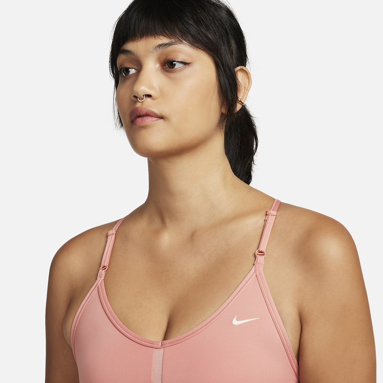 Nike Indy Logo Womens Tennis Sports Bra - Red Stardust/Guava Ice