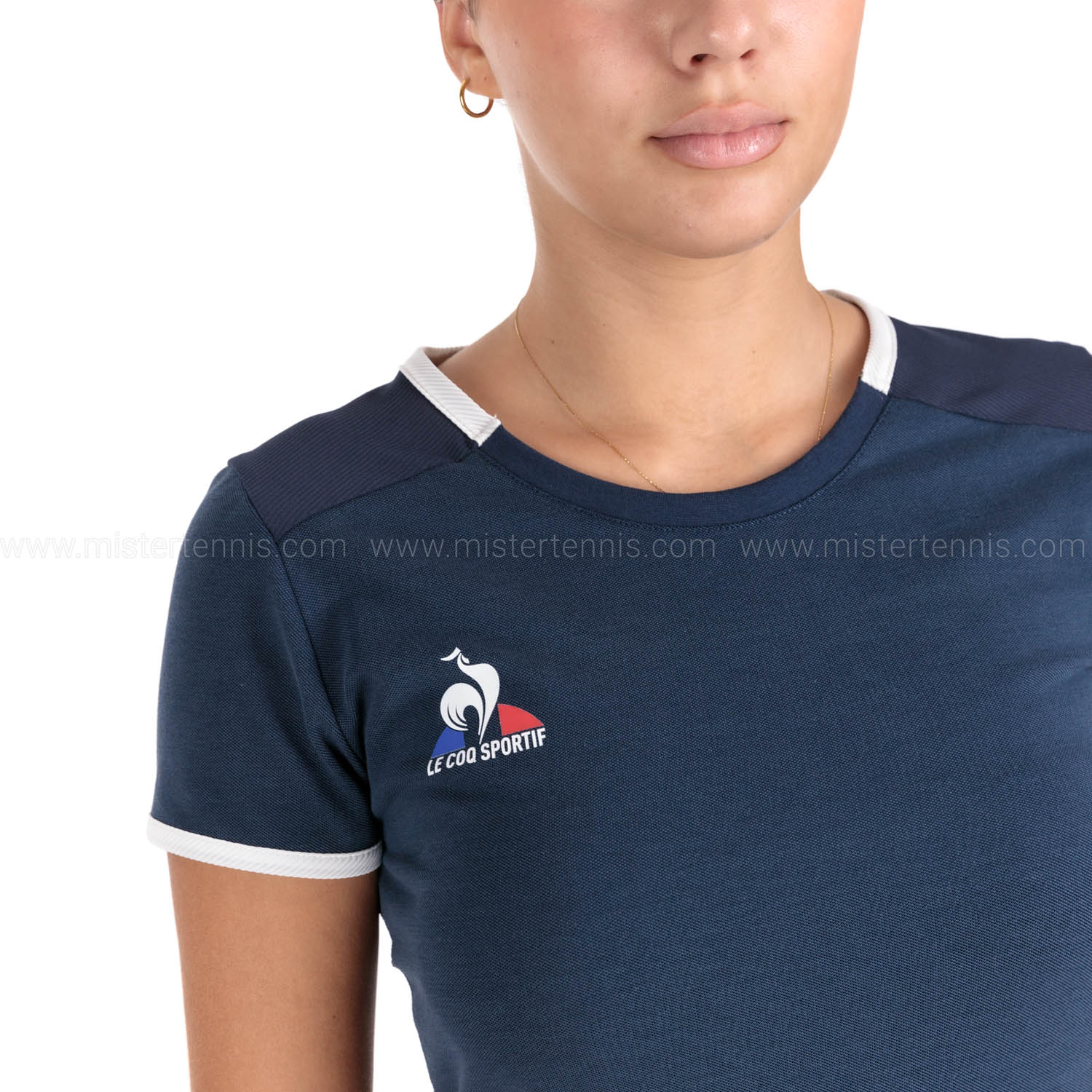 Le Coq Sportif Court Camiseta - Dress Blues/New Optical White