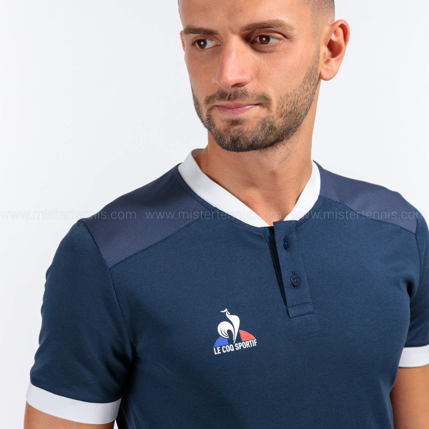 Le Coq Sportif Court Polo - Dress Blues/New Optical White