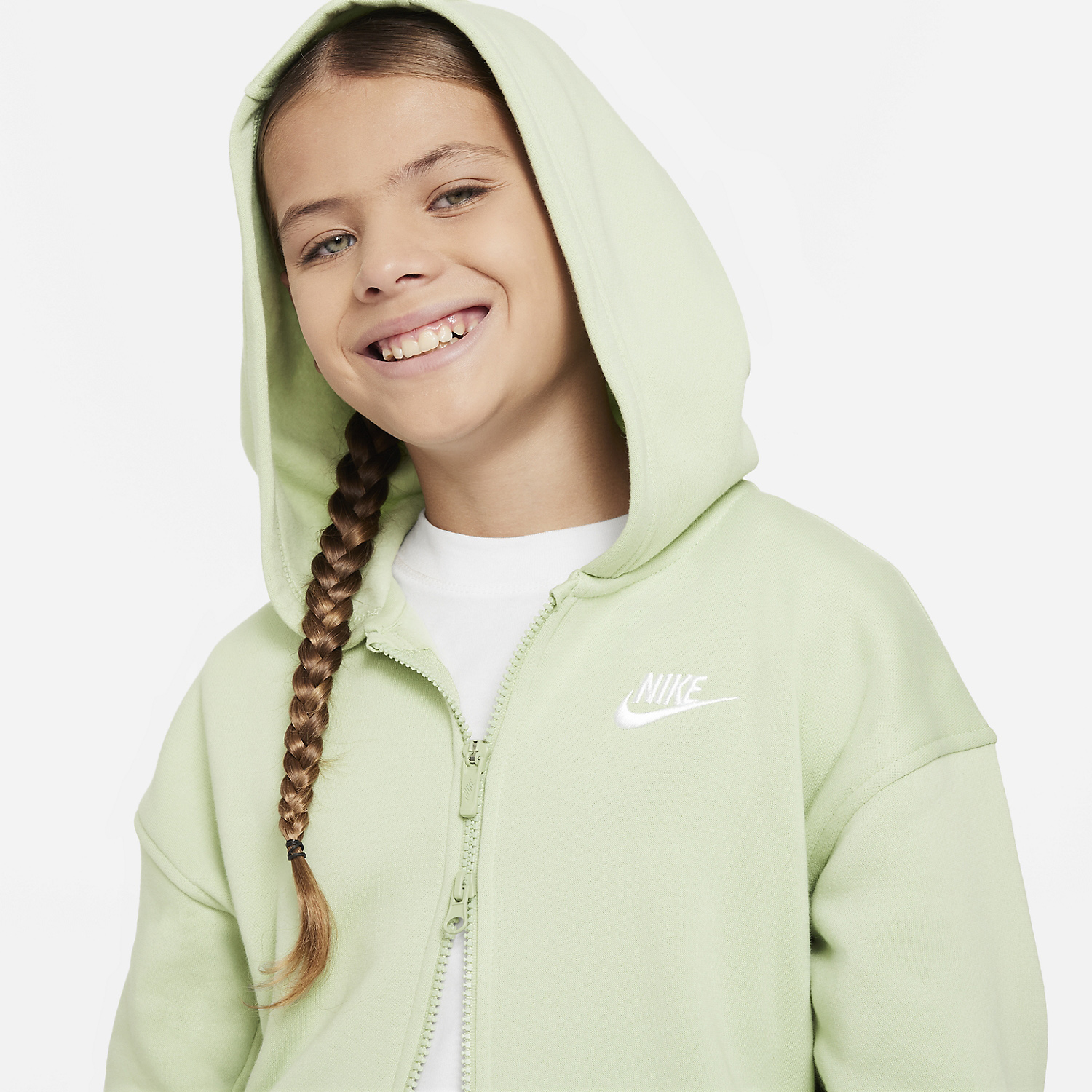 Nike Club Felpa Bambina - Honeydew/White