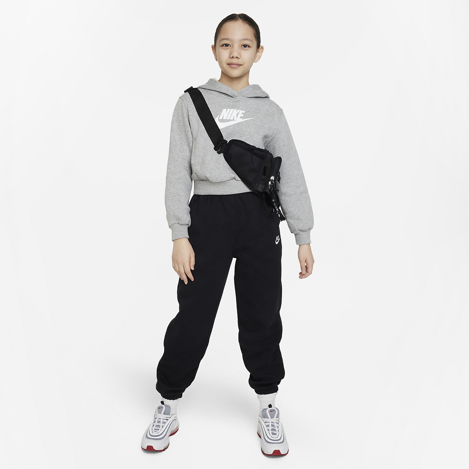 Nike Court Club Felpa Bambina - Dark Grey Heather/White