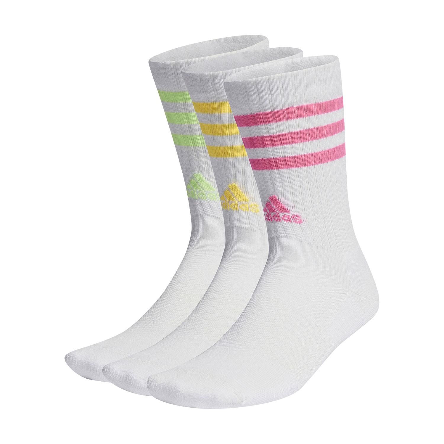 adidas Crew Cushioned x 3 Socks - White/Lucid Pink/Spark