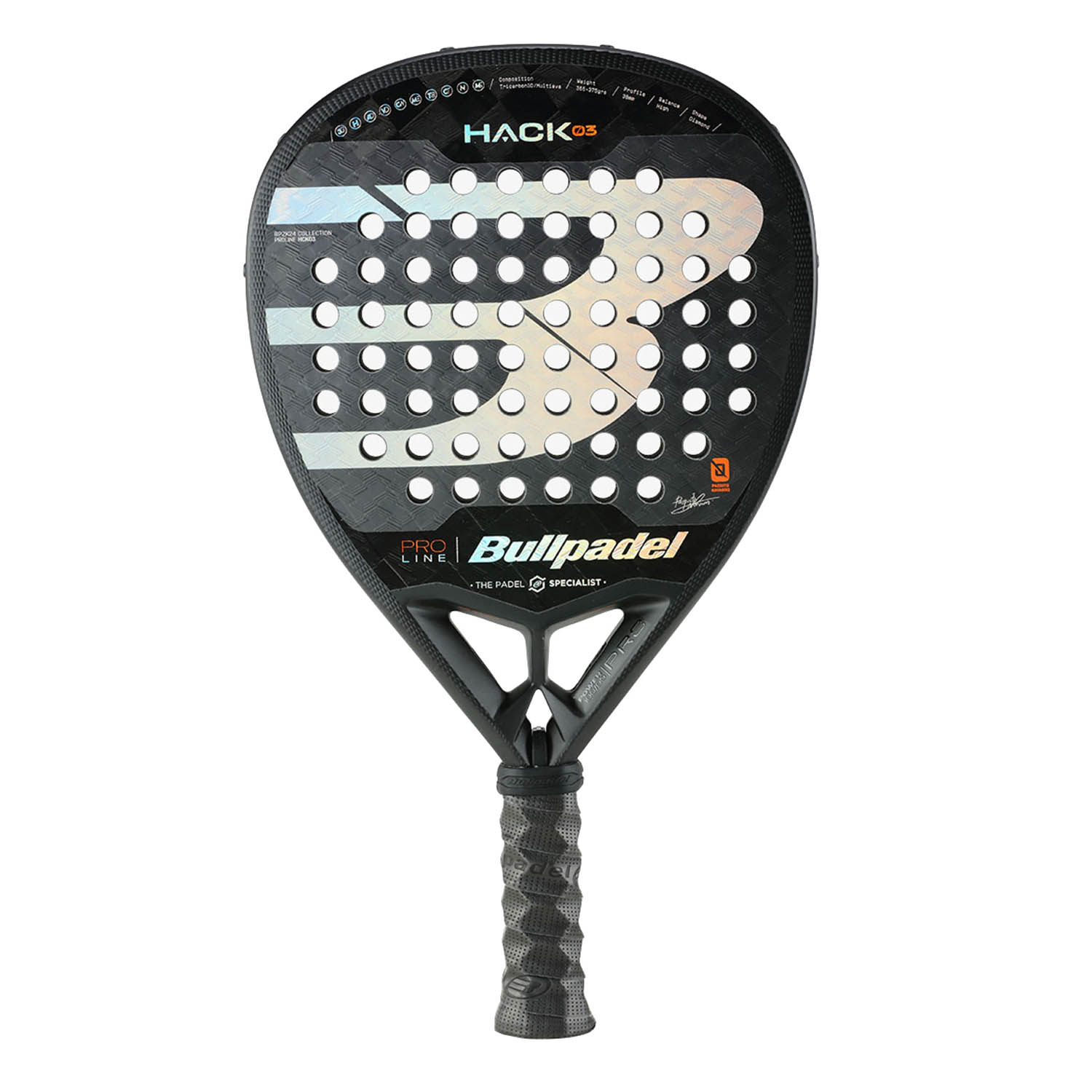 Bullpadel Hack 03 2024 Padel Racket - Orange/Black