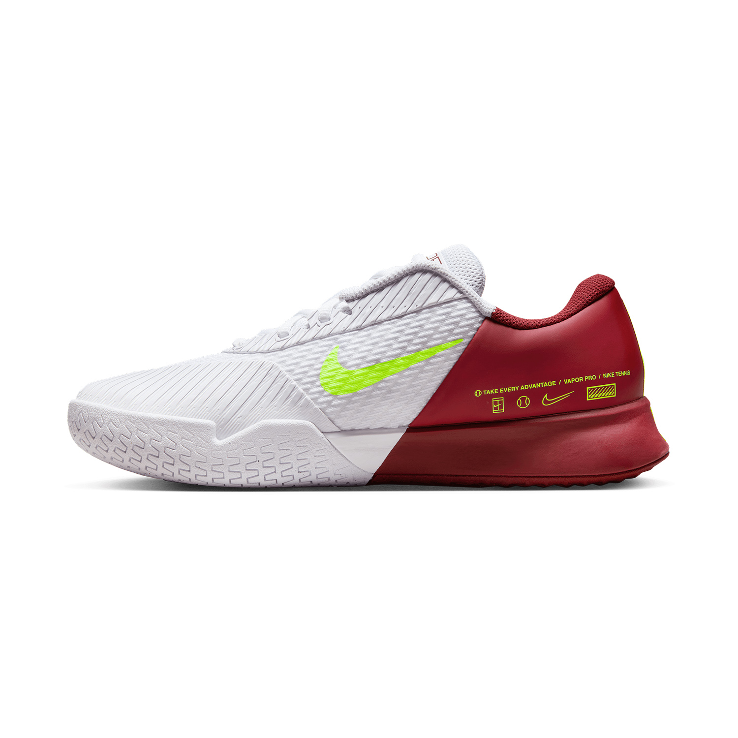 Nike Court Air Zoom Vapor Pro 2 HC - White/Lime Blast/Team Red