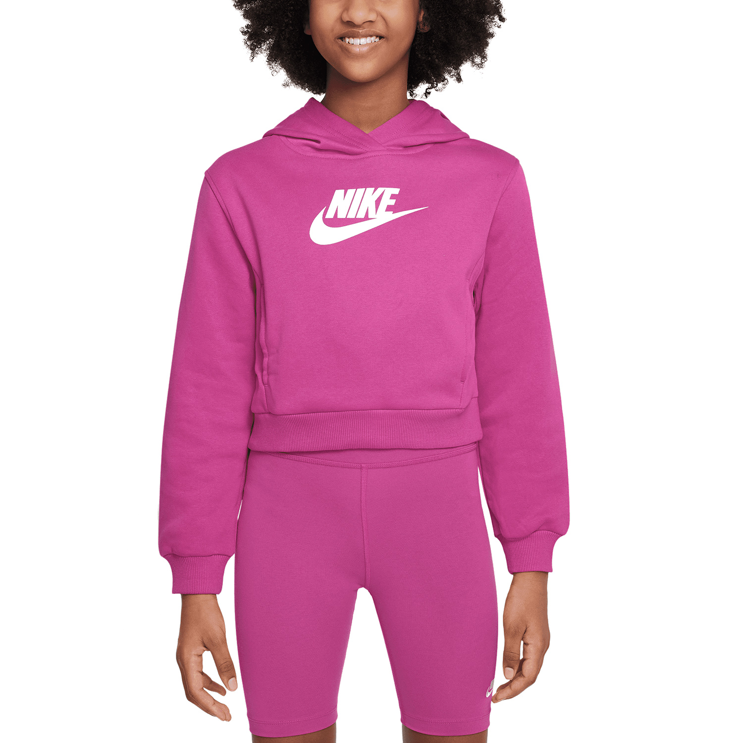 Nike Court Club Hoodie Girl - Fireberry/White