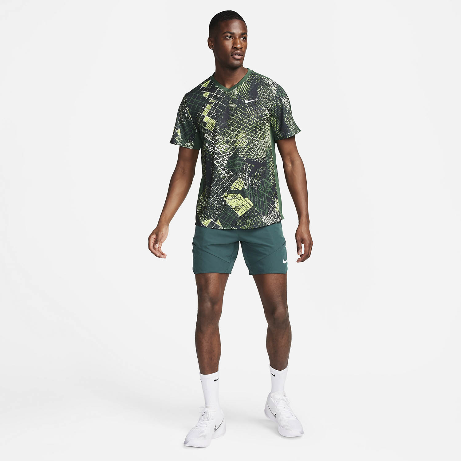 Nike Dri-FIT Advantage 7in Men's Tennis Shorts - Deep Jungle/Lime