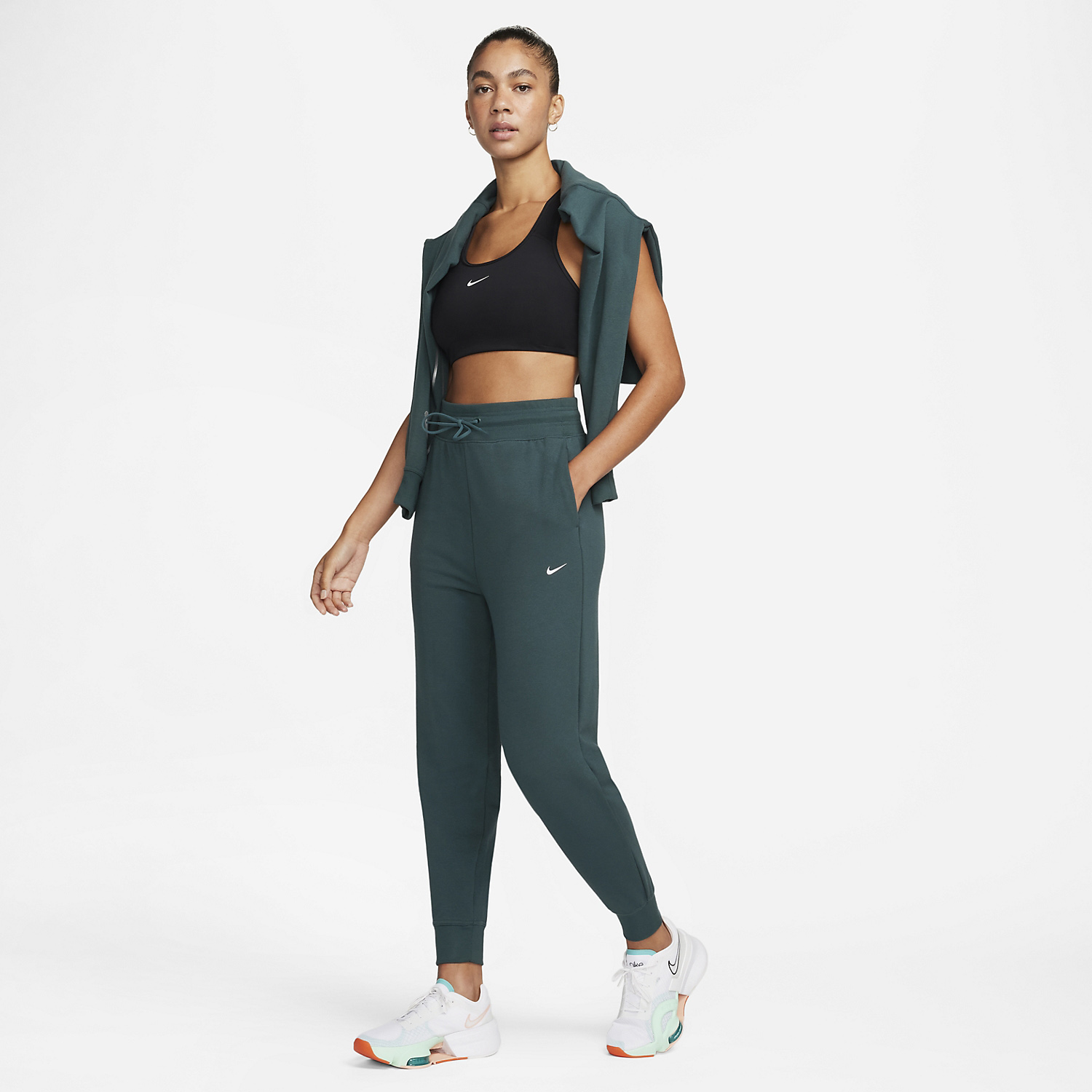 Nike Dri-FIT One Pantaloni - Deep Jungle/White