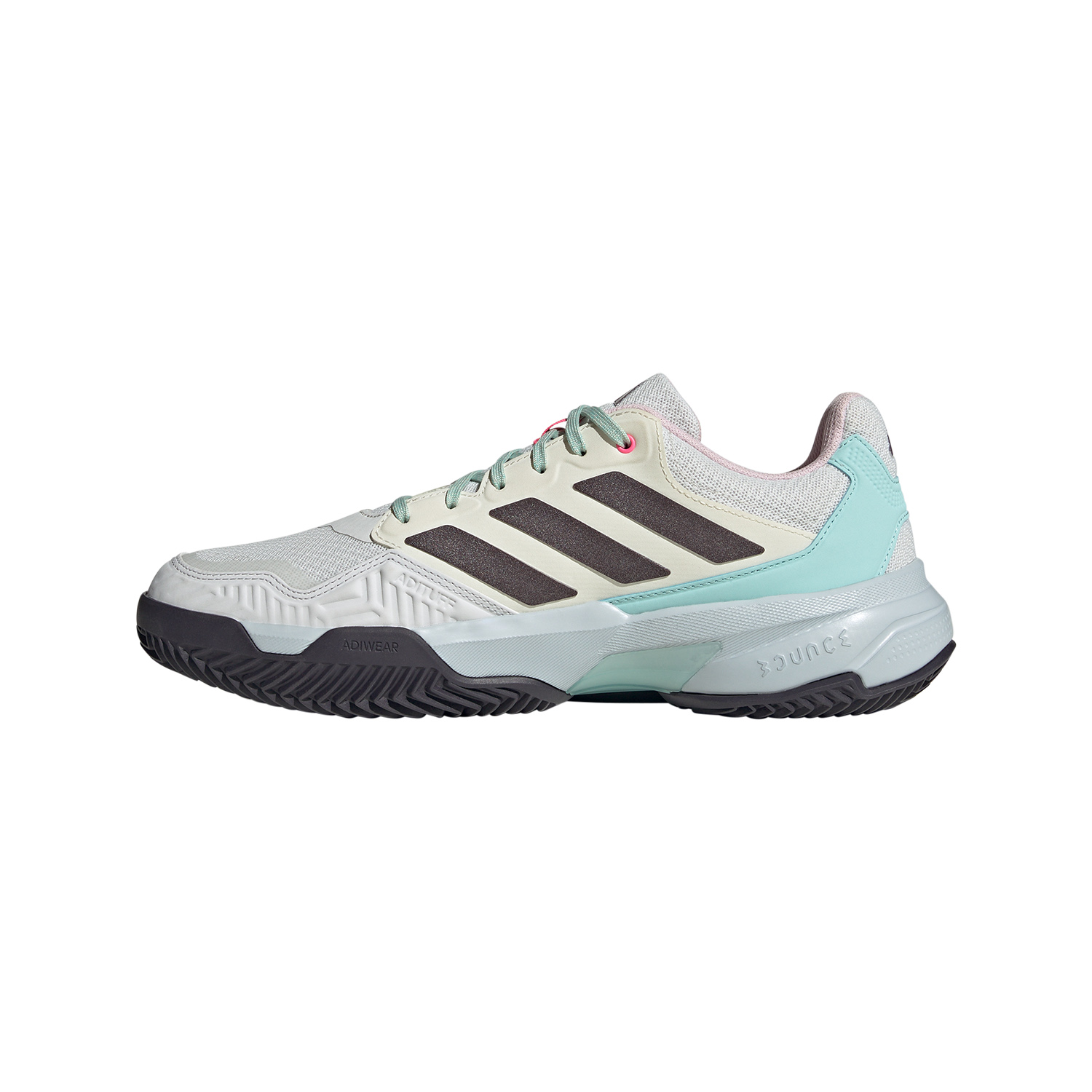 adidas CourtJam Control 3 Clay - Crystal White/Aurora Met/Semi Flash Aqua