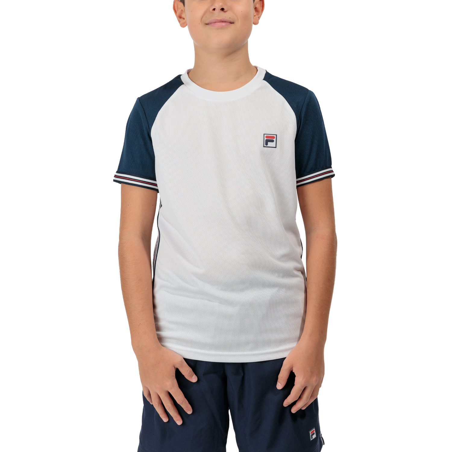 Fila Alfie Maglietta da Tennis Bambino White/Peacoat Blue