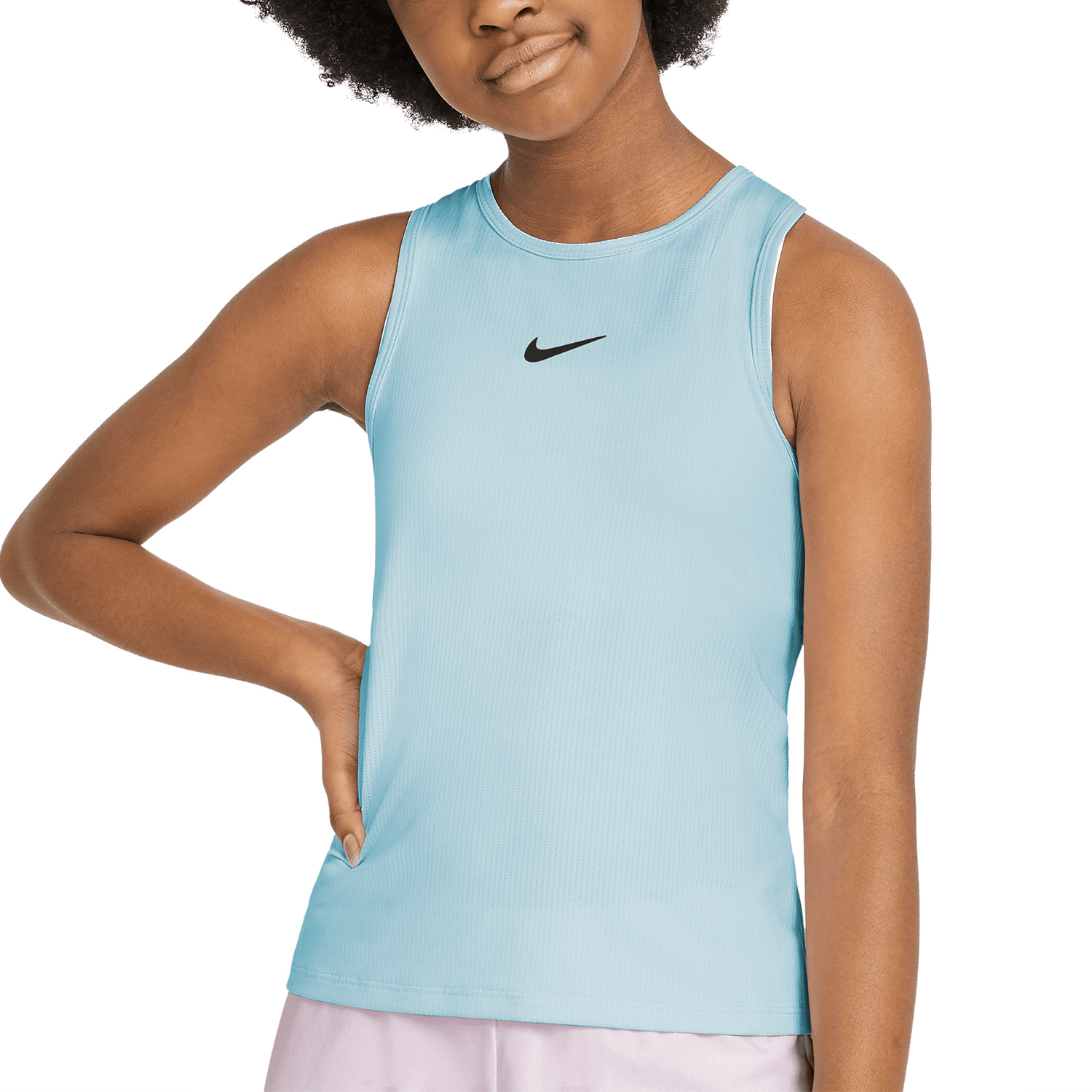 Nike Court Dri-FIT Victory Girl's Tennis Tank - Glacier Blue/Black