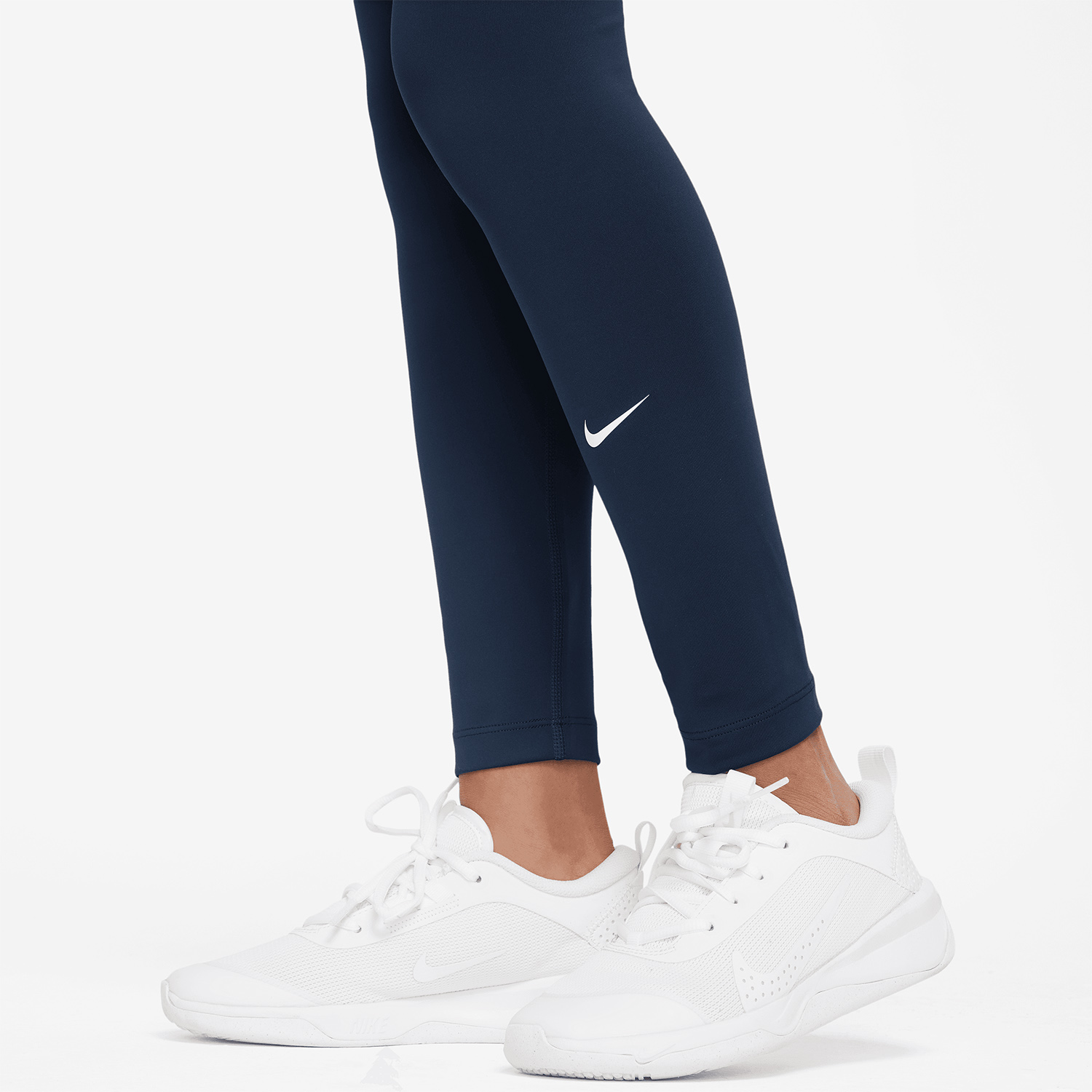 Nike Dri-FIT One Girl's Tennis Tights - Midnight Navy/White