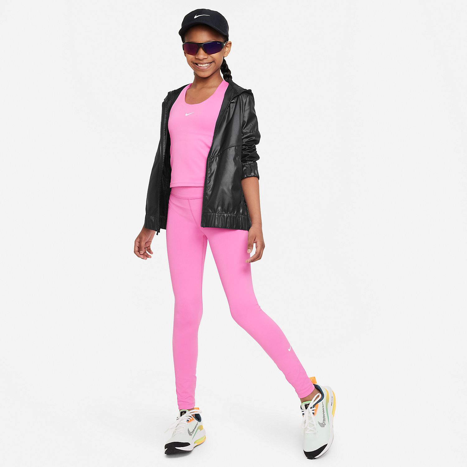 Nike One Dri Fit Big Double Swoosh Leggings 7/8 Pink Leggings with 2 Inside  Pockets - Trendyol