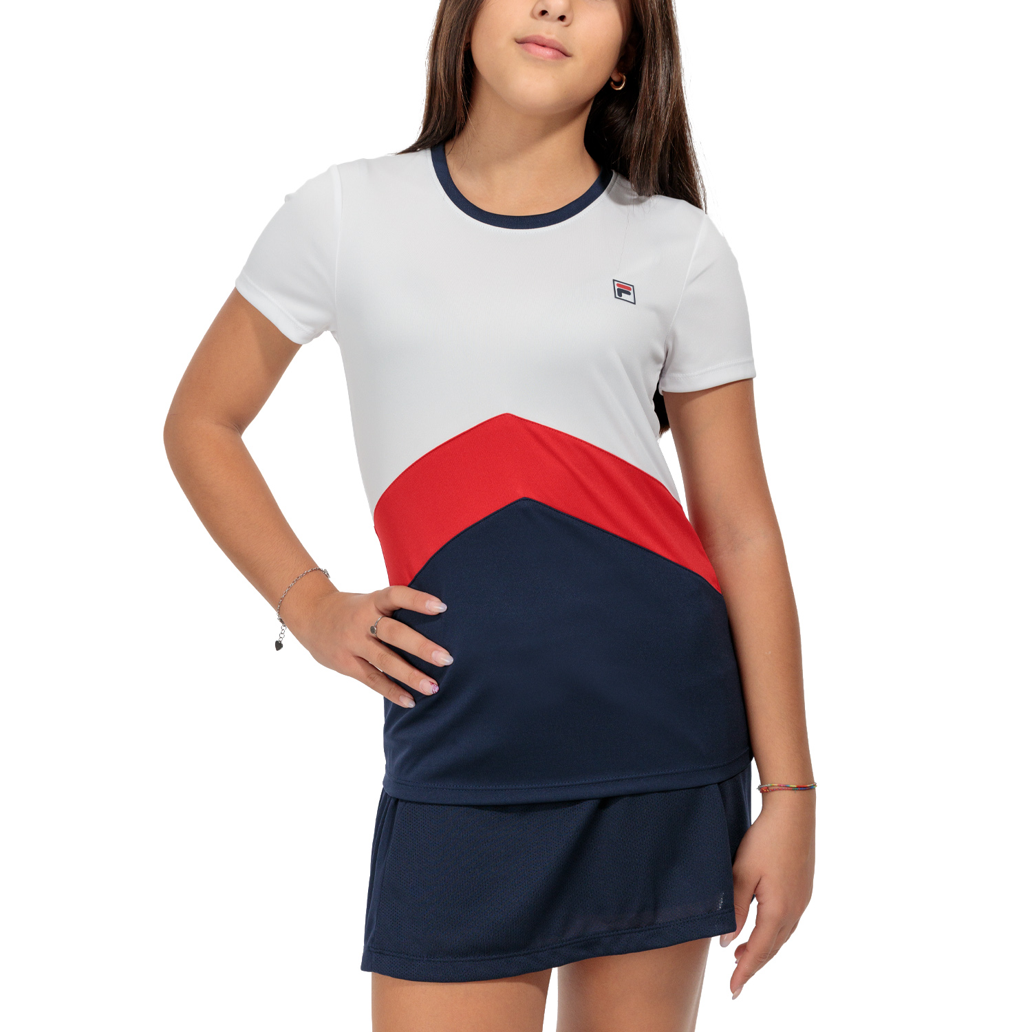 Fila Aurelia Maglietta Bambina - White/Navy