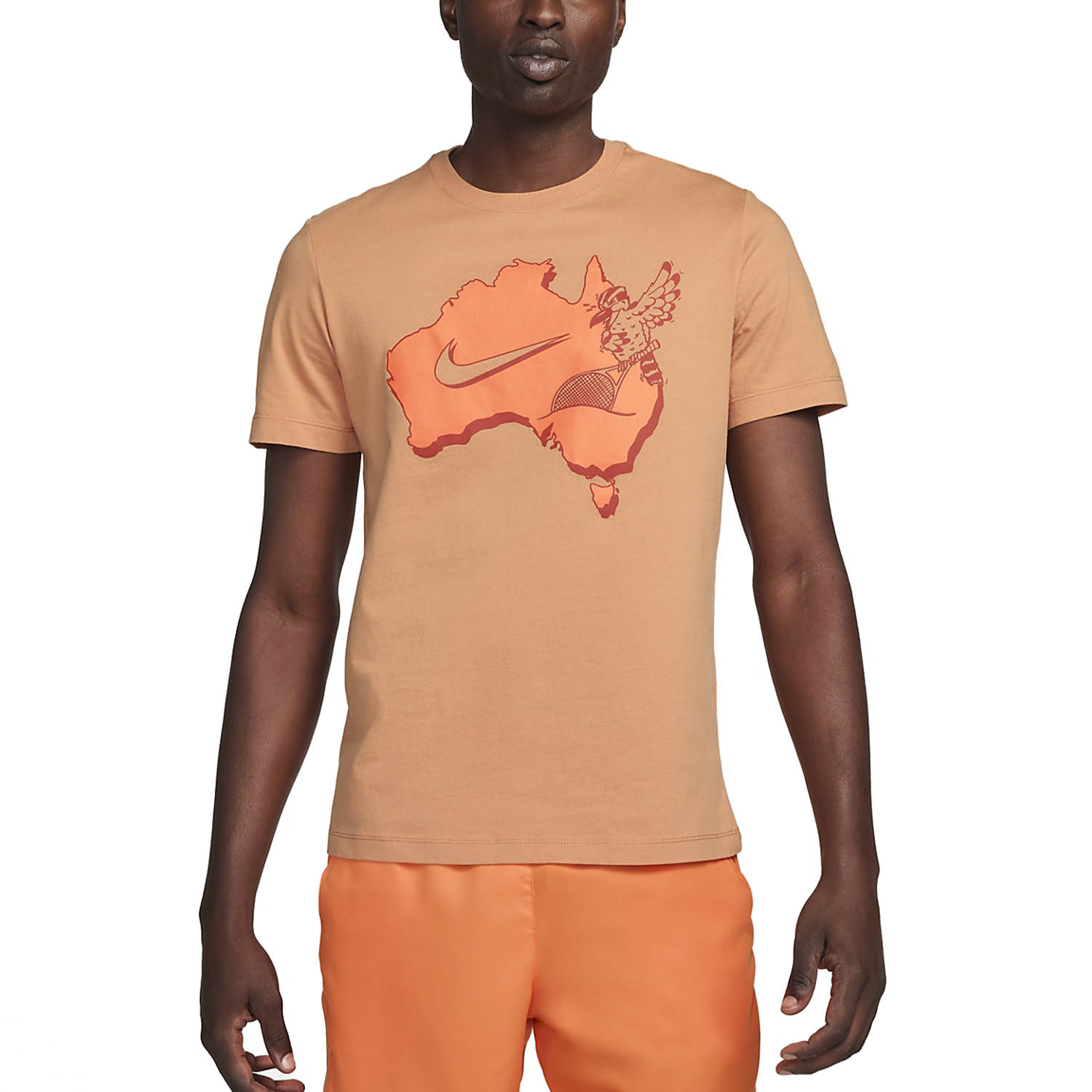Nike Court Logo Men's Tennis T-Shirt Amber Brown