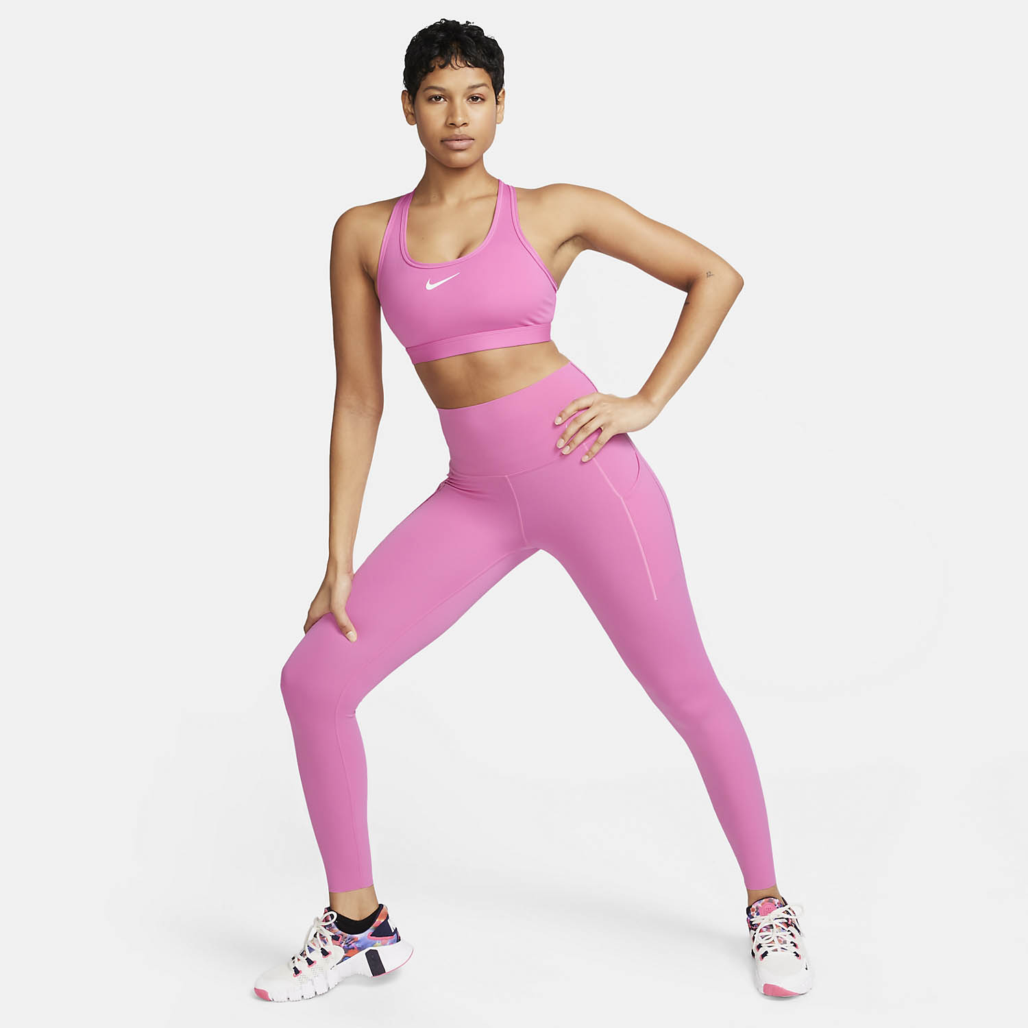 Nike Performance BRA - Medium support sports bra - playful pink/white/pink  