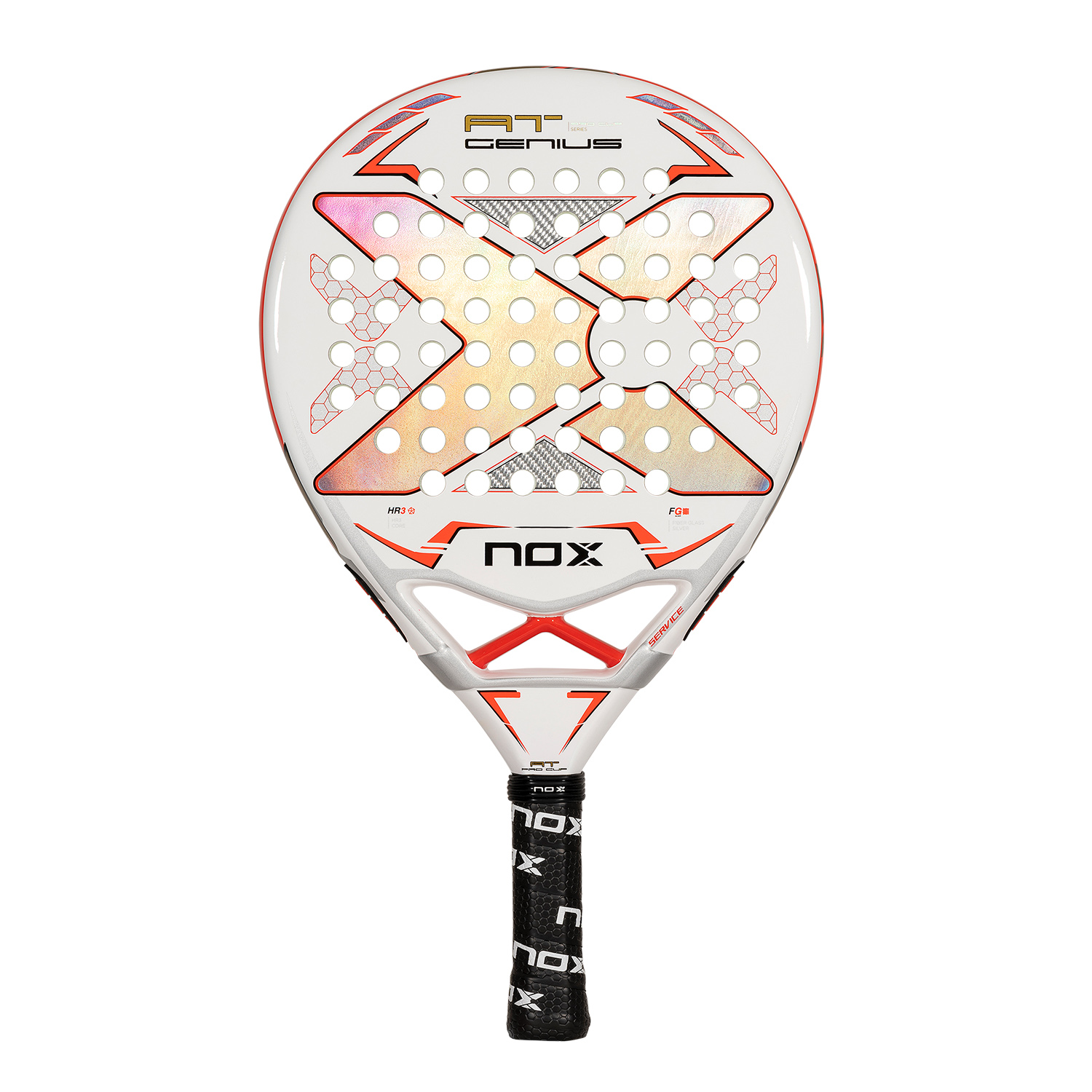 NOX AT Pro Cup Genius Padel Racket - White/Red