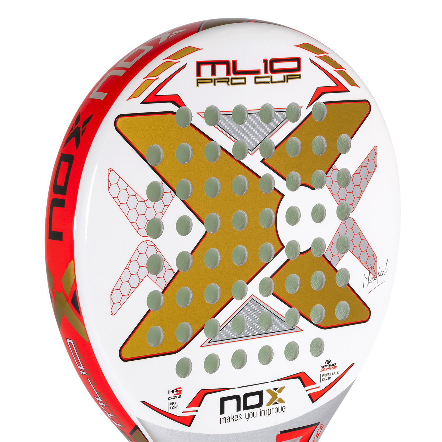 NOX ML10 Pro Cup Padel Racket - White/Gold/Red