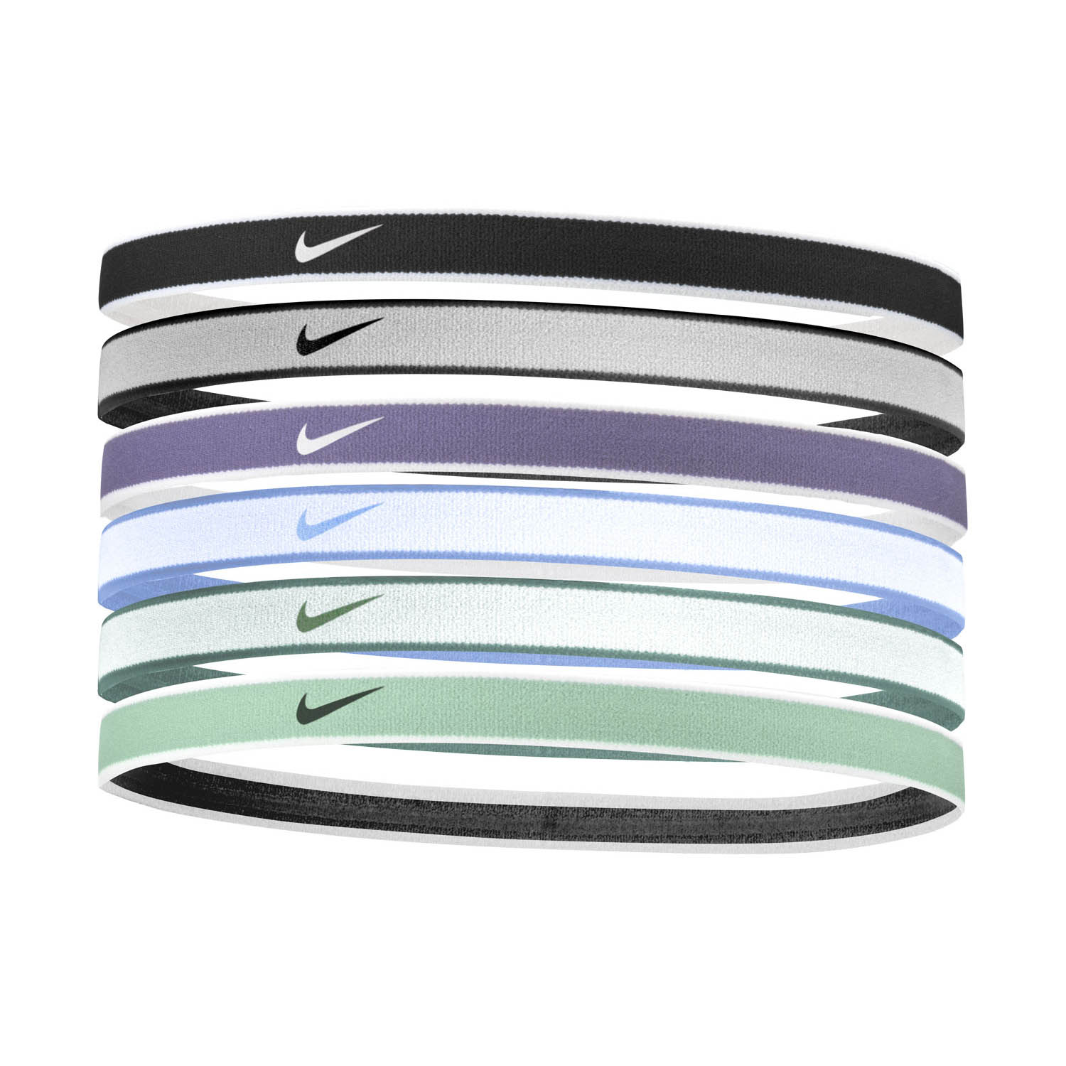 Nike Jacquard 2.0 x 6 Mini Hairbands - Black/White/Daybreak