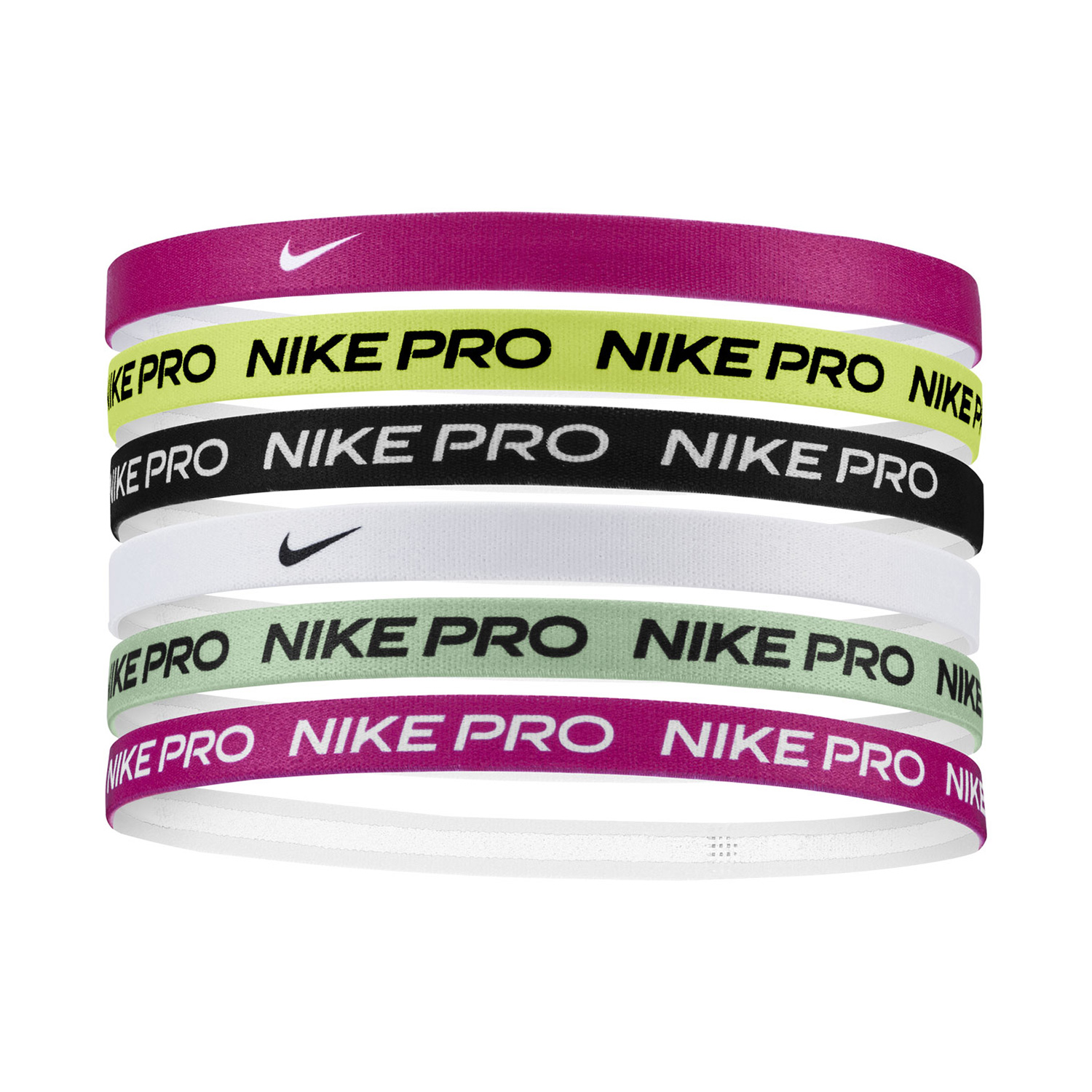 Nike Printed x 6 Mini Hairbands - Fireberry/Light Lemon Twist/White