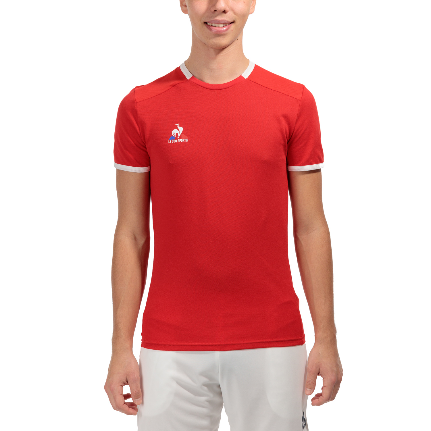 Le Coq Sportif Court T-Shirt - Pur Rouge/New Optical White