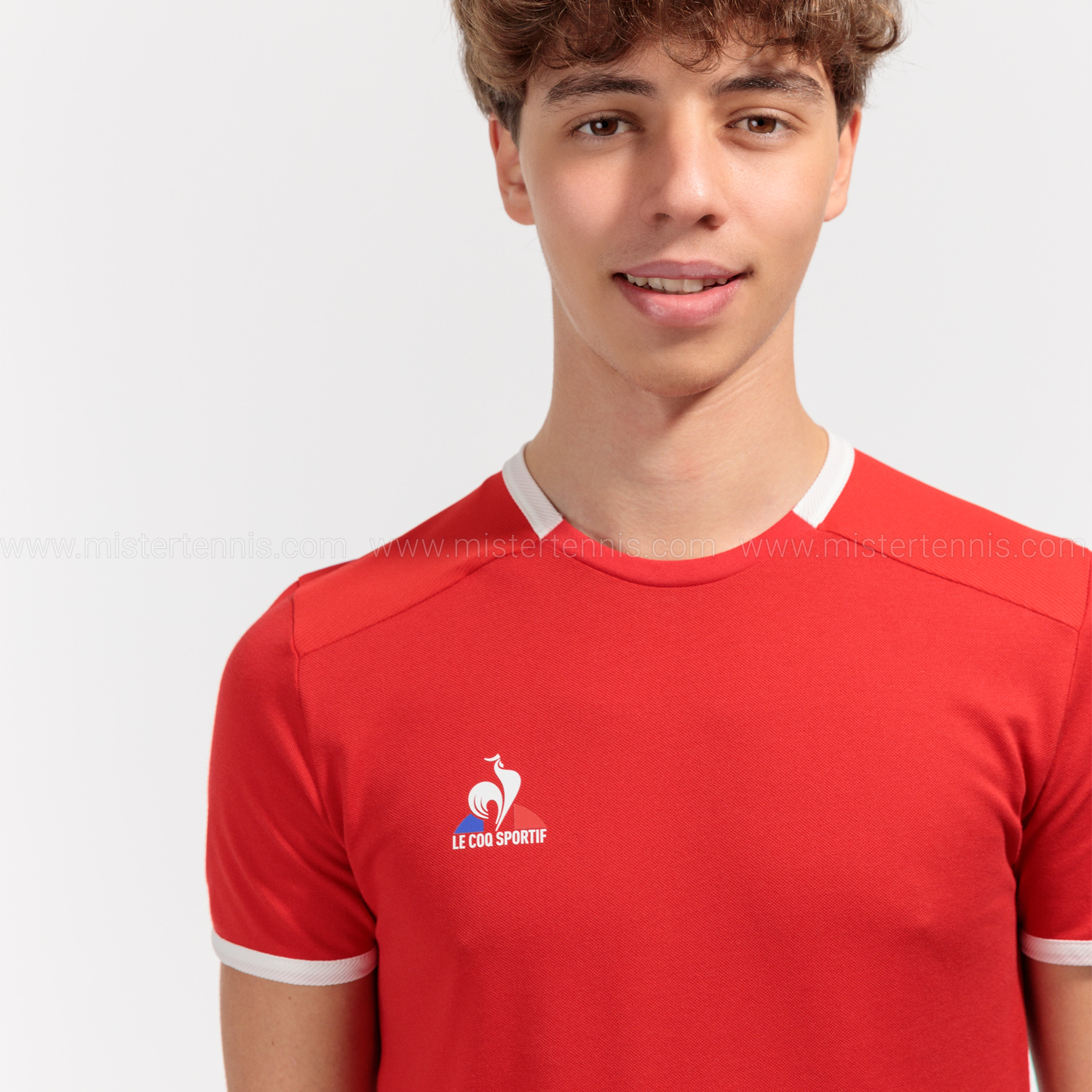 Le Coq Sportif Court Camiseta - Pur Rouge/New Optical White