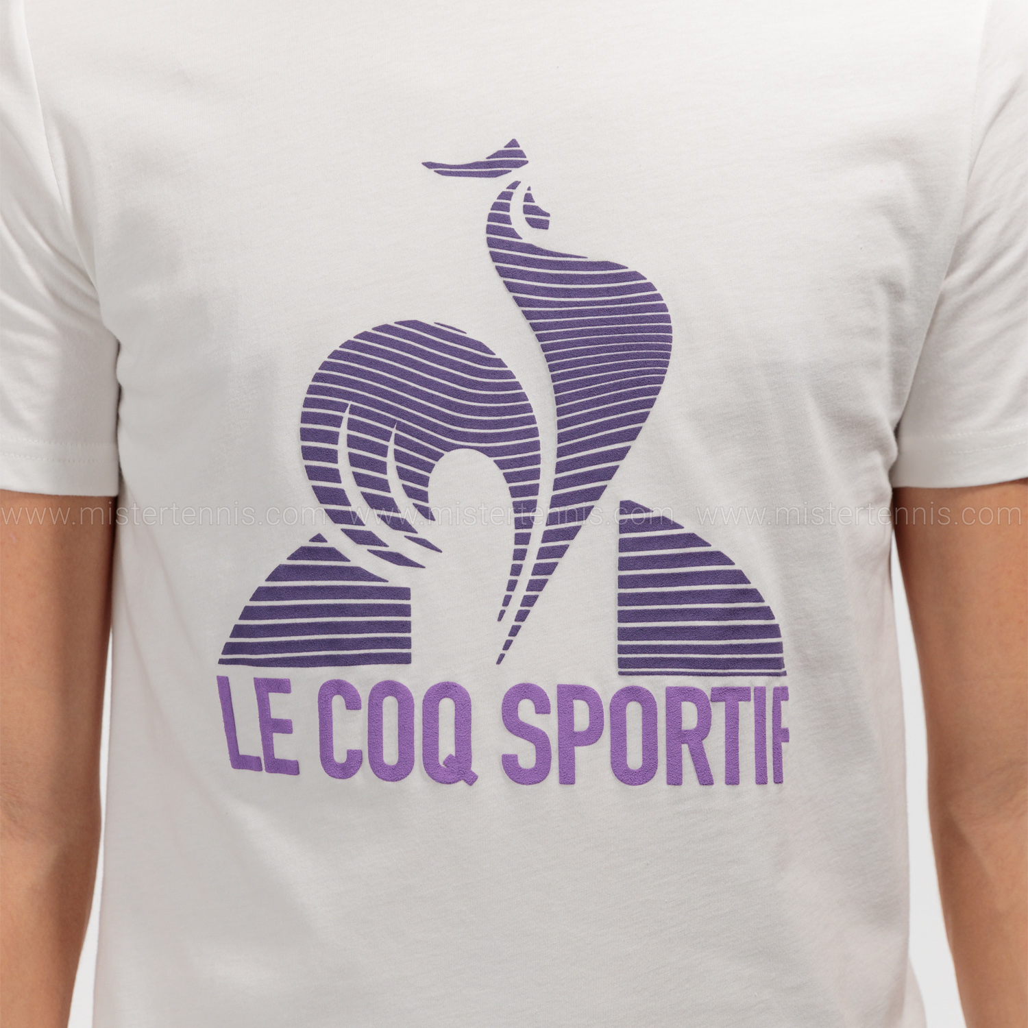 Le Coq Sportif Logo Maglietta - New Optical White/Purple Velvet/Chive Blossom