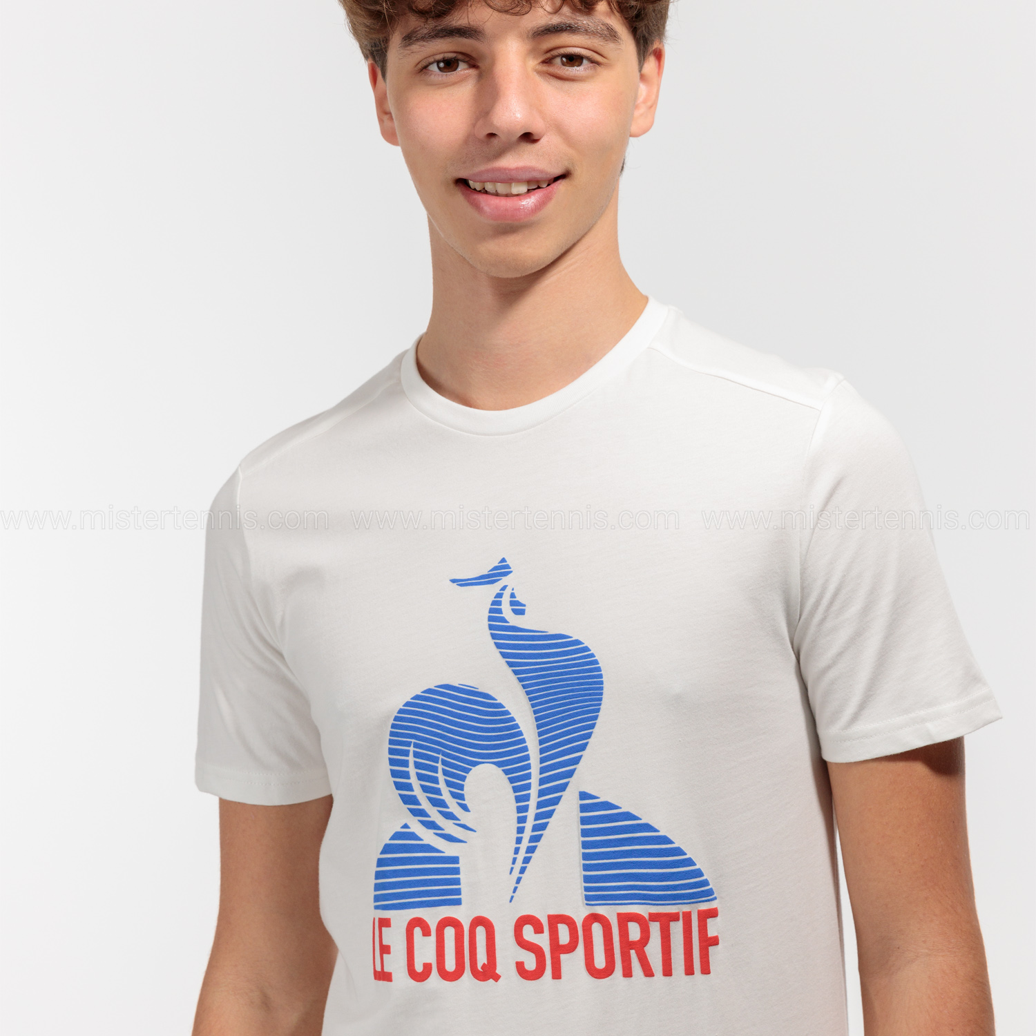 Le Coq Sportif Logo Camiseta - New Optical White/Rouge Elec/Bleu Elec