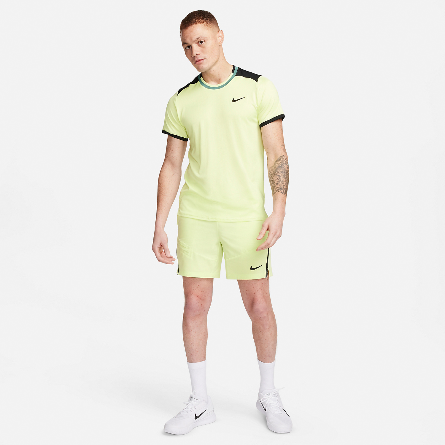 Nike Court Dri-FIT Advantage Maglietta - Light Lemon Twist/Black/Bicoastal/Black