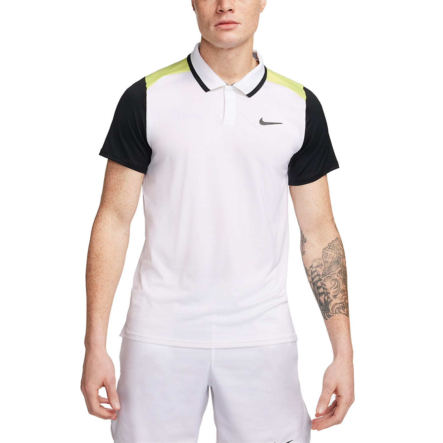 Nike Court Dri-FIT Advantage Polo - White/Light Lemon Twist/Black