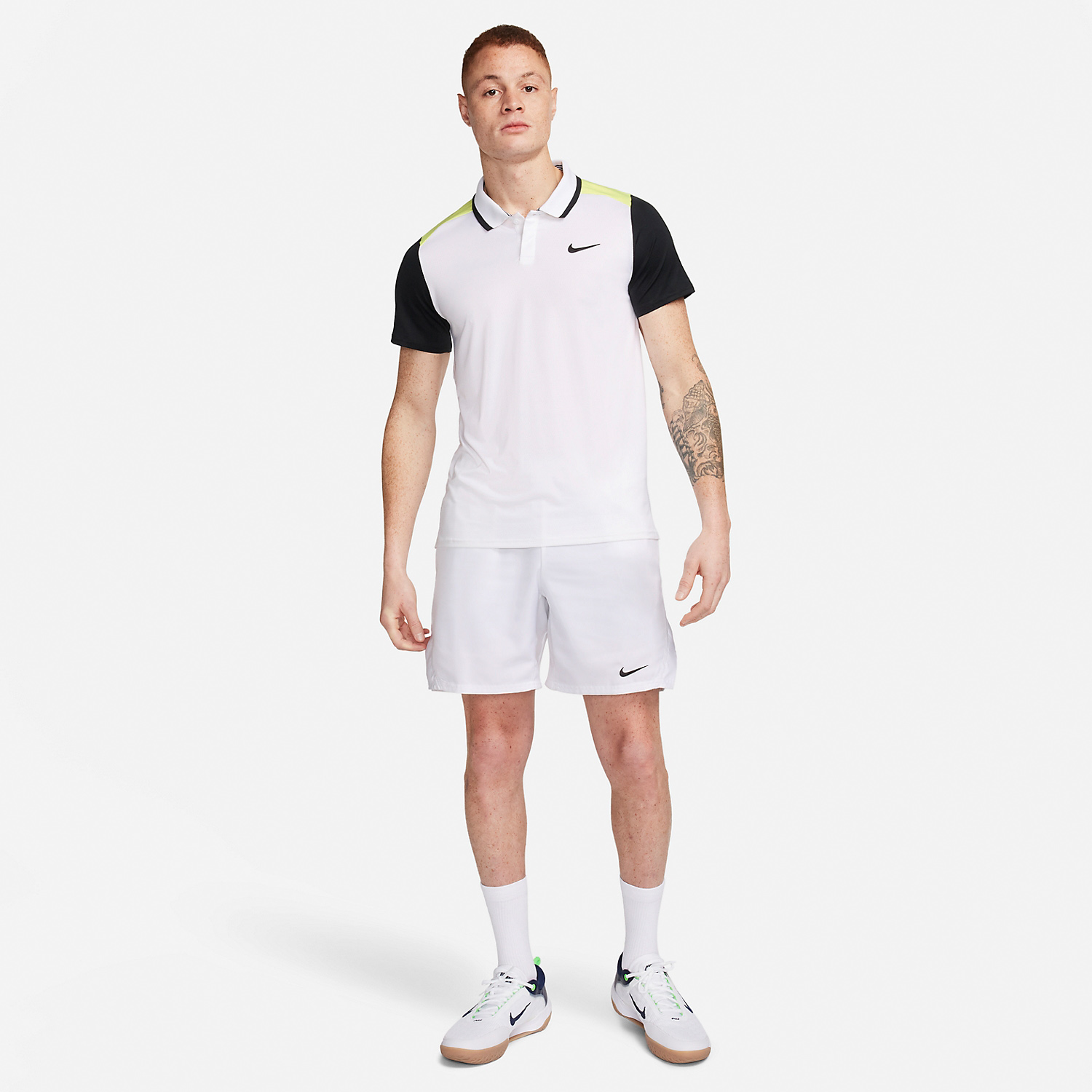 Nike Court Dri-FIT Advantage Polo - White/Light Lemon Twist/Black