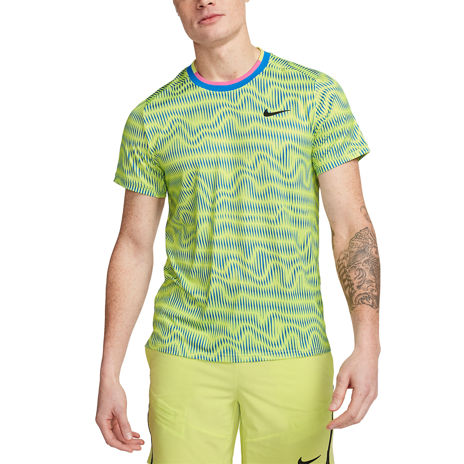 Nike Dri-FIT Advantage T-Shirt - Light Lemon Twist/Light Photo Blue/Black