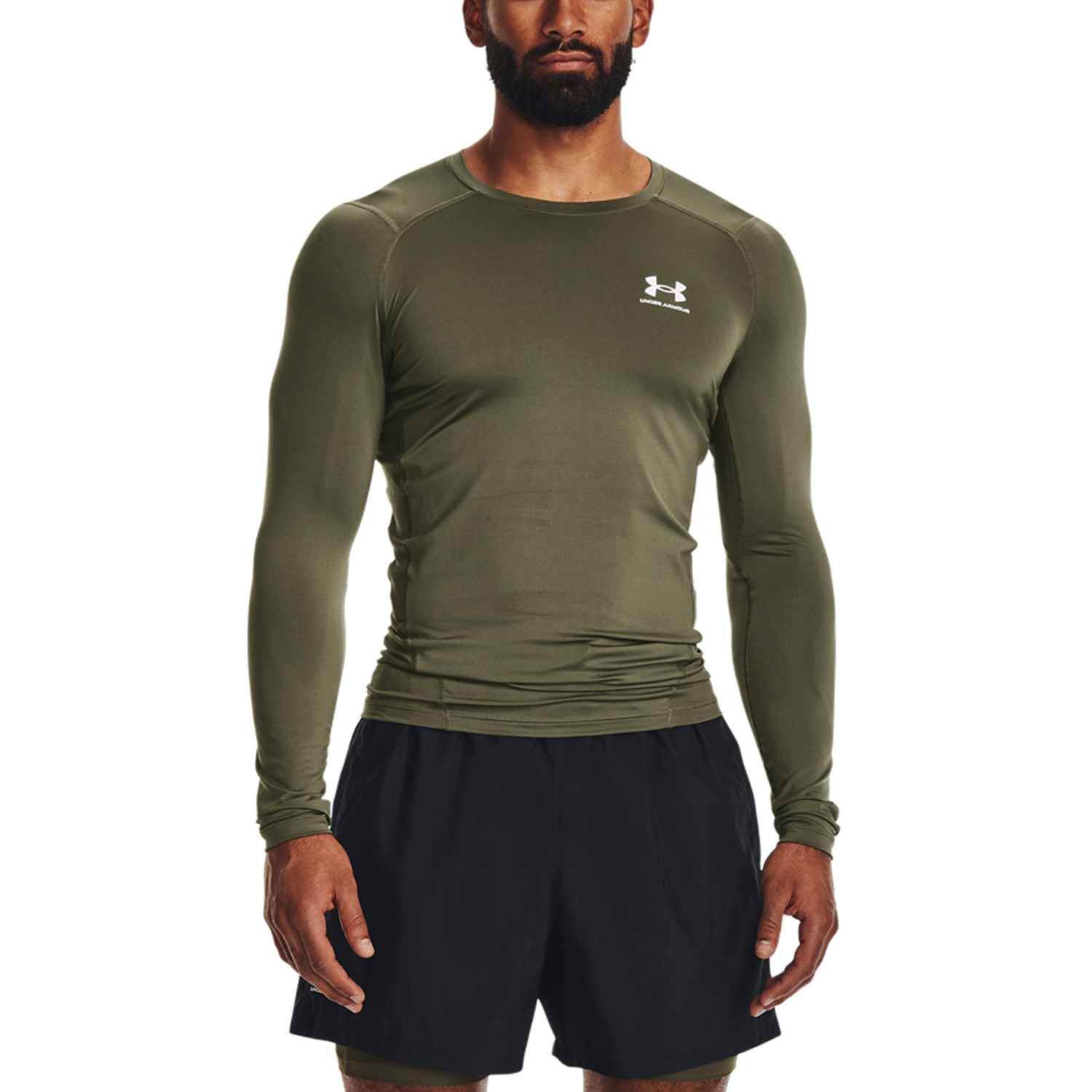 Under Armour HeatGear Compression Shirt - Marine Od Green/White