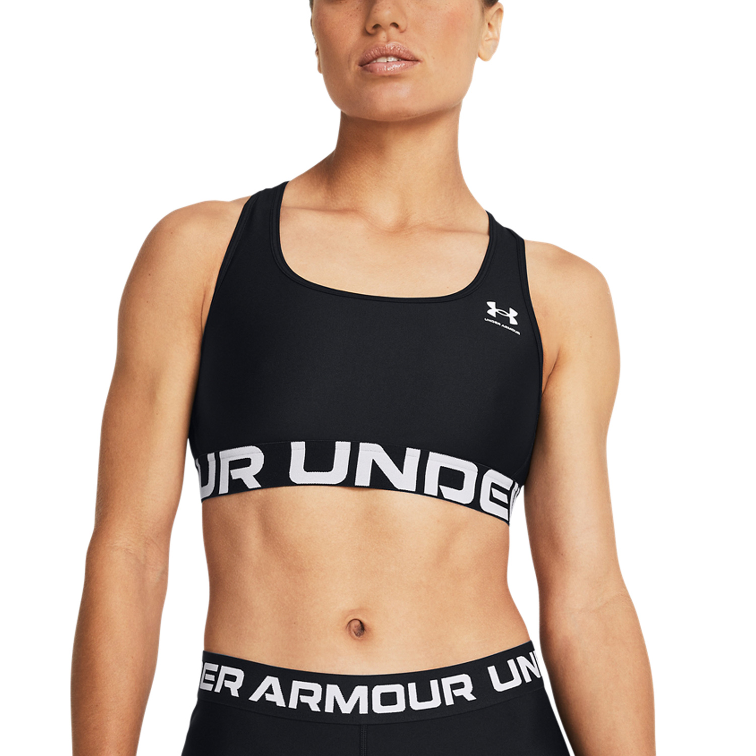 Under Armour HeatGear Authentics Mid Reggiseno Sportivo - Black/White