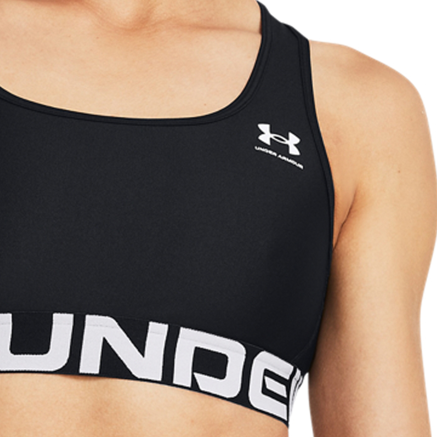 Under Armour HeatGear Authentics Mid Sports Bra - Black/White